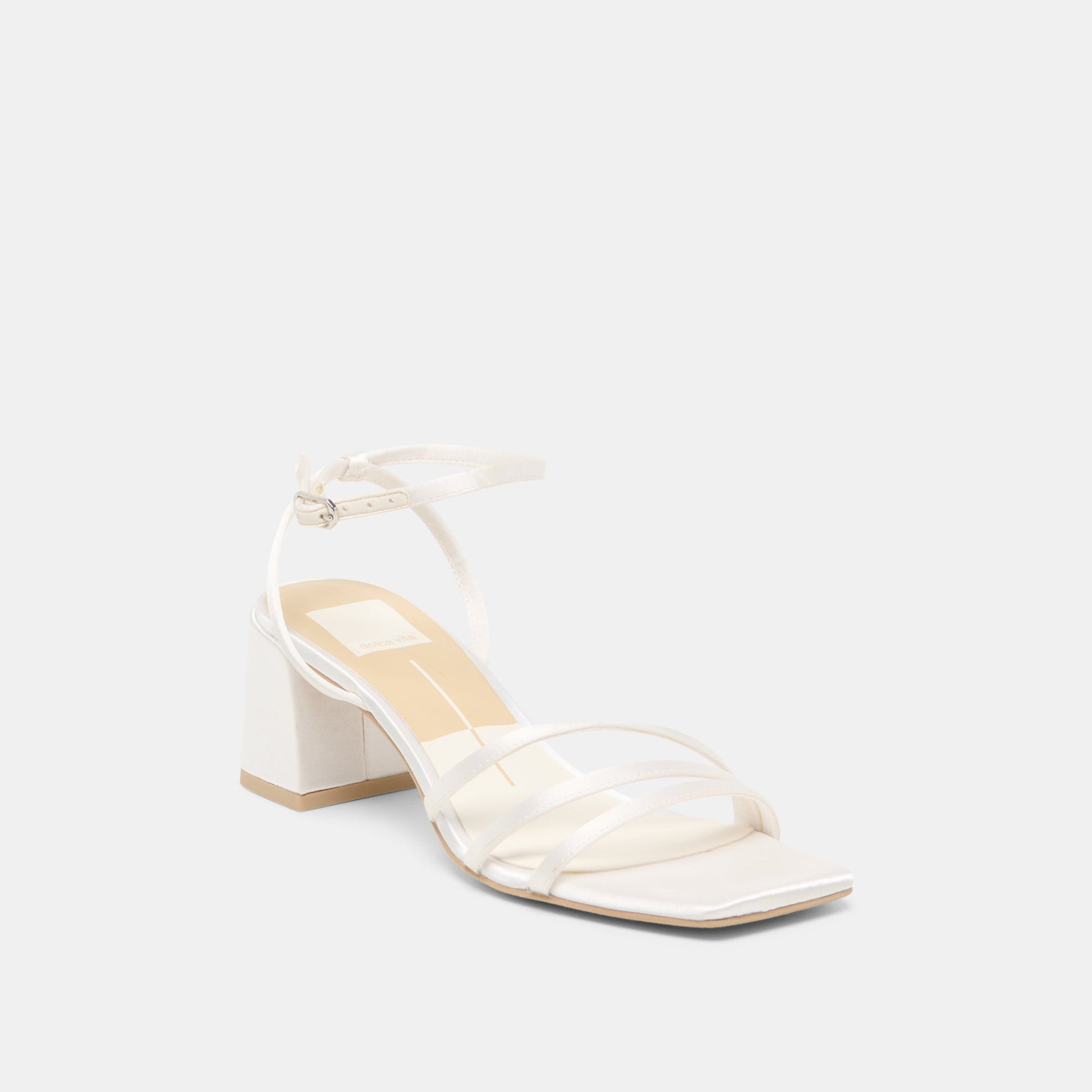 Ysabel True White Satin Heels