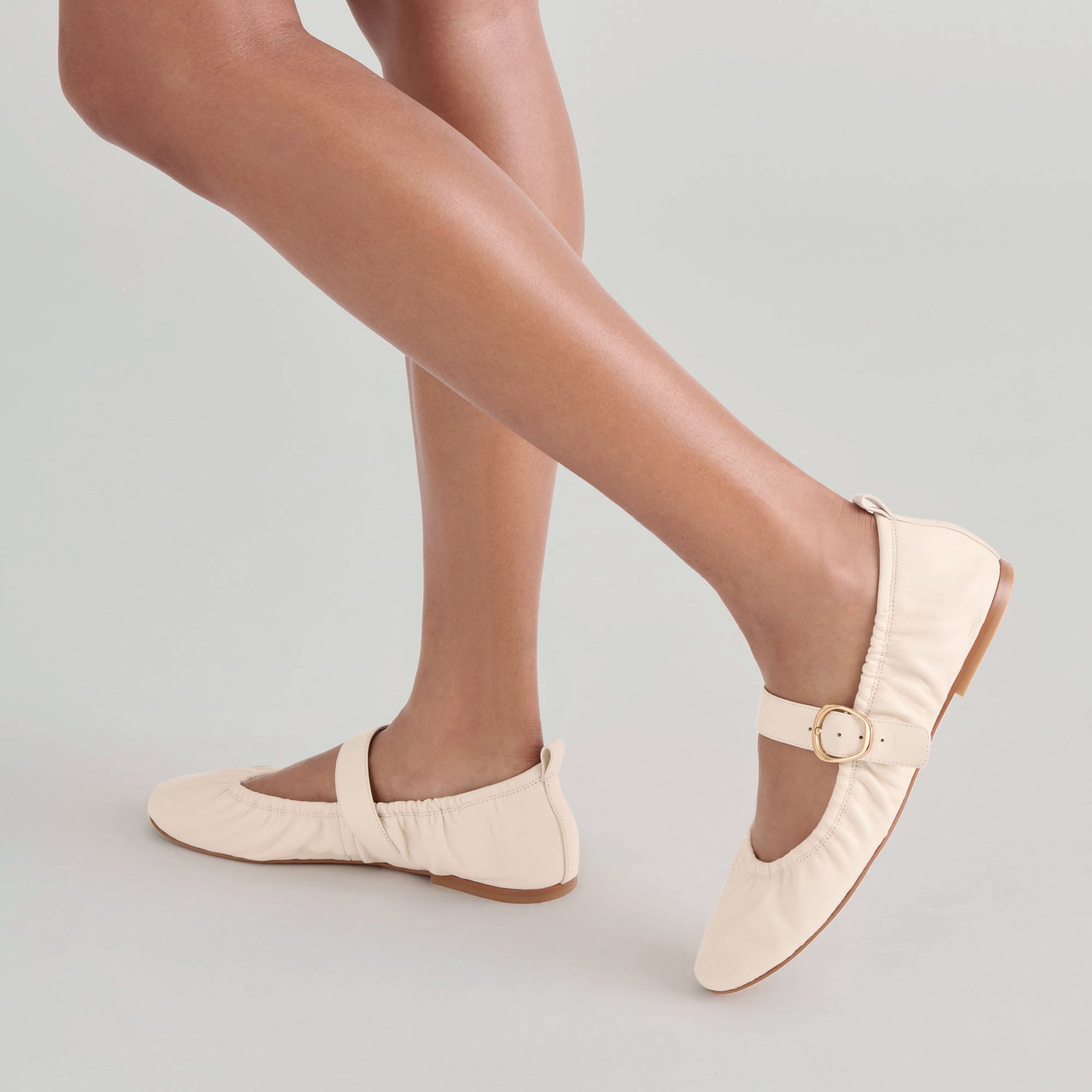 Caely Bone Leather Ballet Flats