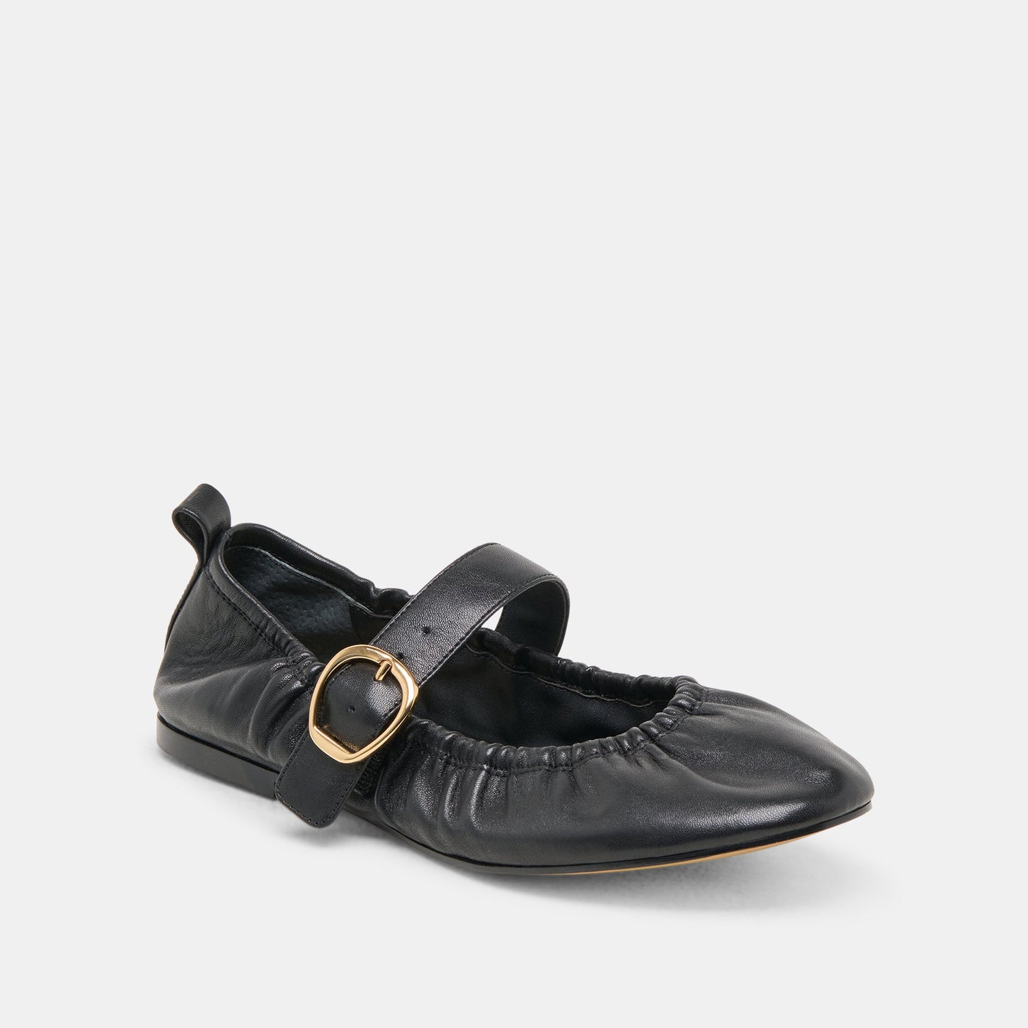 Caely Black Leather Ballet Flats