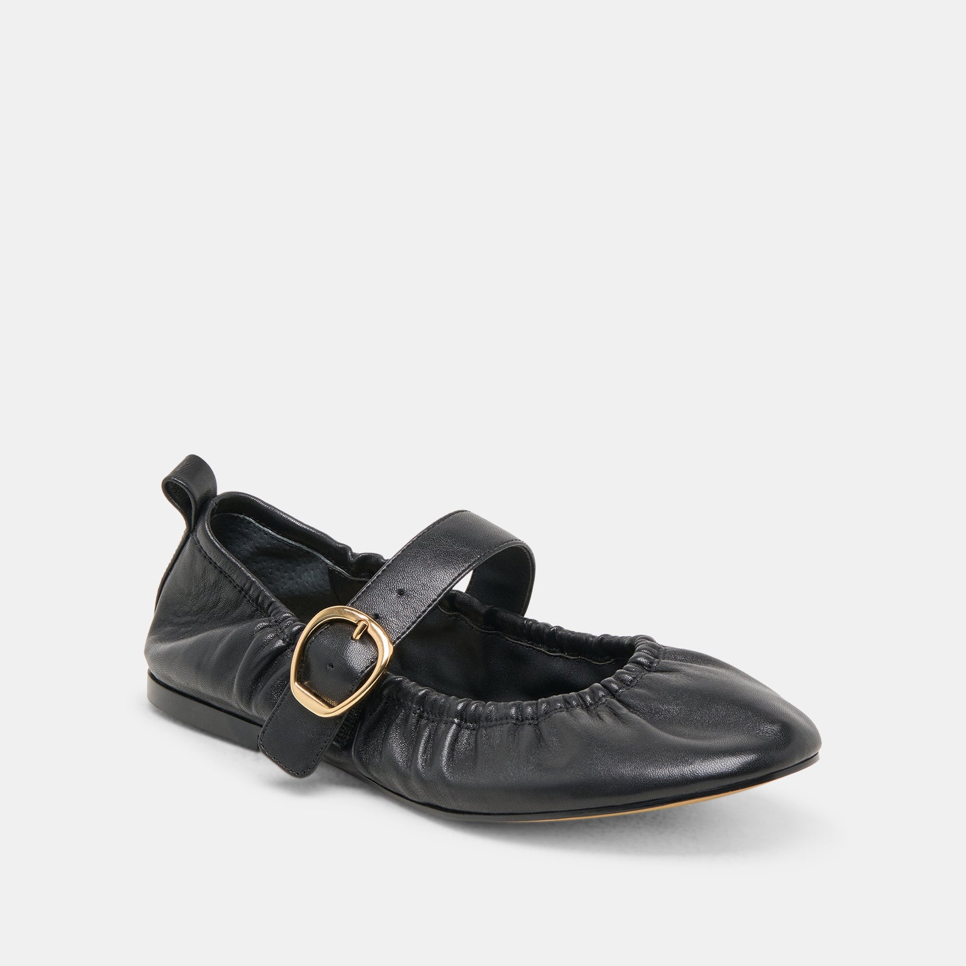 Caely Black Leather Ballet Flats