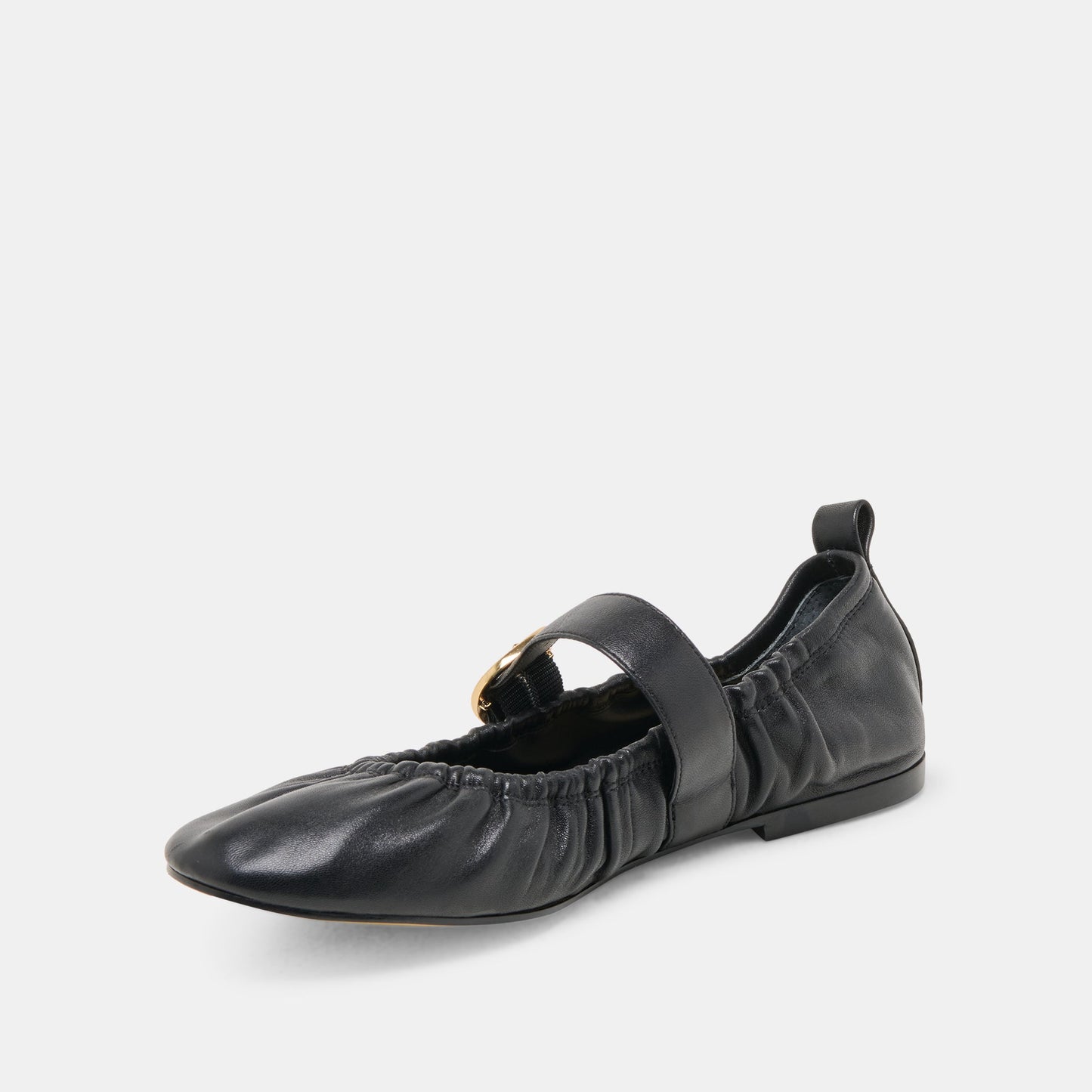 Caely Black Leather Ballet Flats