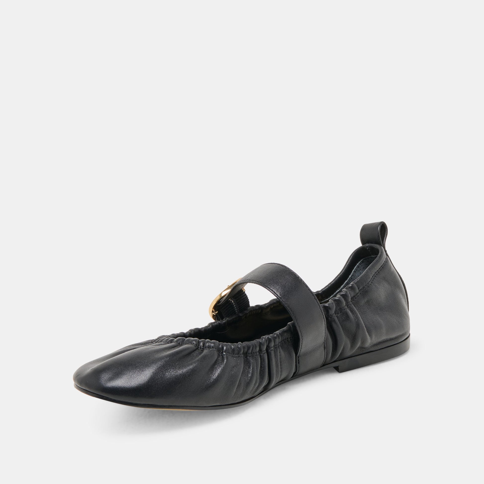 Caely Black Leather Ballet Flats