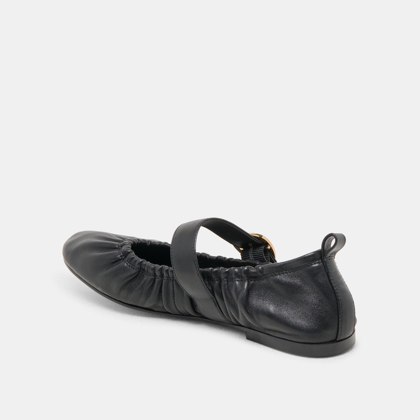 Caely Black Leather Ballet Flats