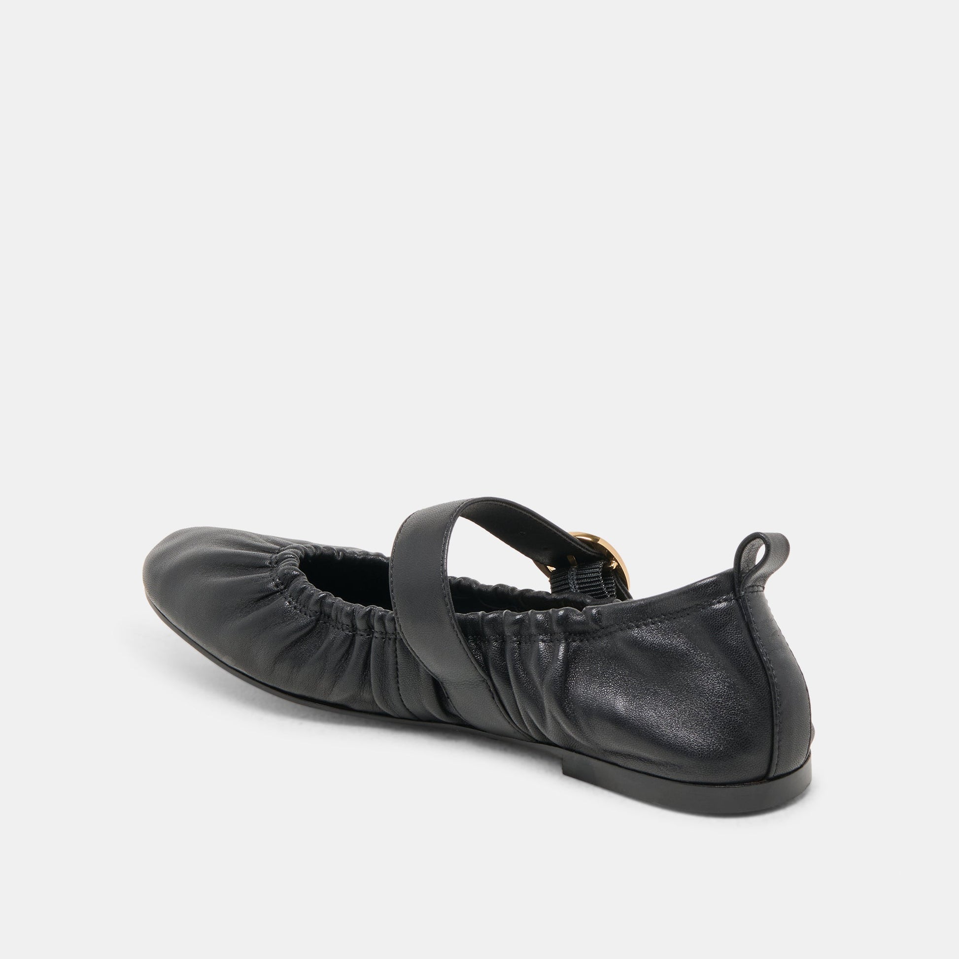 Caely Black Leather Ballet Flats