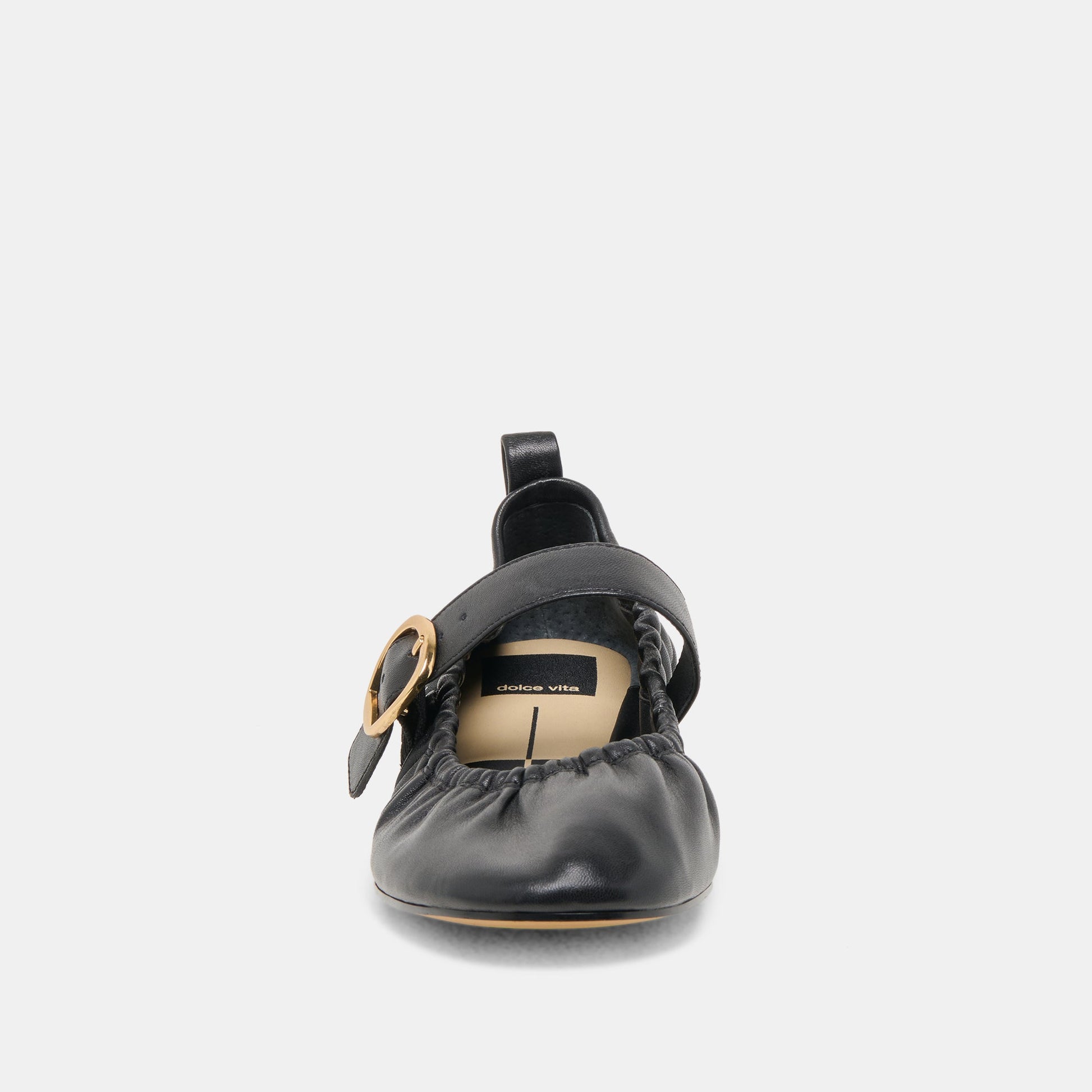 Caely Black Leather Ballet Flats