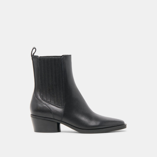 Faint H2O Waterproof Black Leather Booties