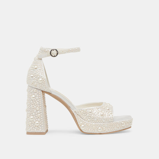 PANDRO PEARL HEELS TRUE WHITE SATIN
 – Dolce Vita