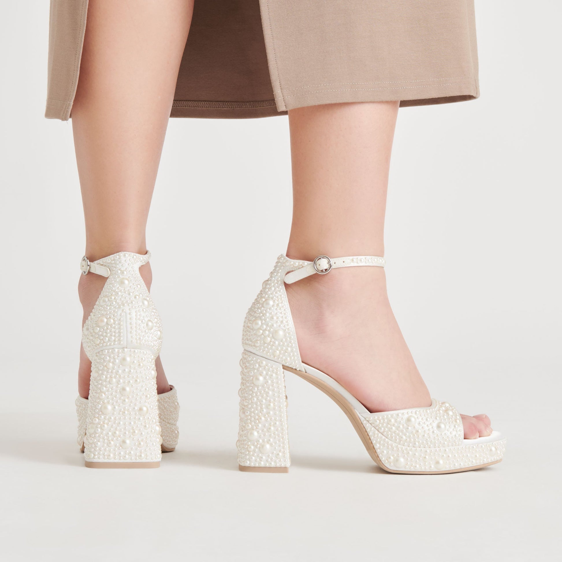 PANDRO PEARL HEELS TRUE WHITE SATIN
 – Dolce Vita