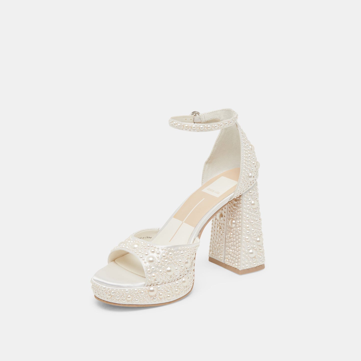 PANDRO PEARL HEELS TRUE WHITE SATIN
 – Dolce Vita