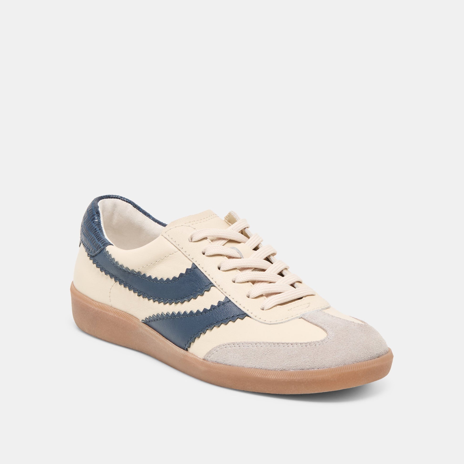 Merit White Navy Leather Sneakers