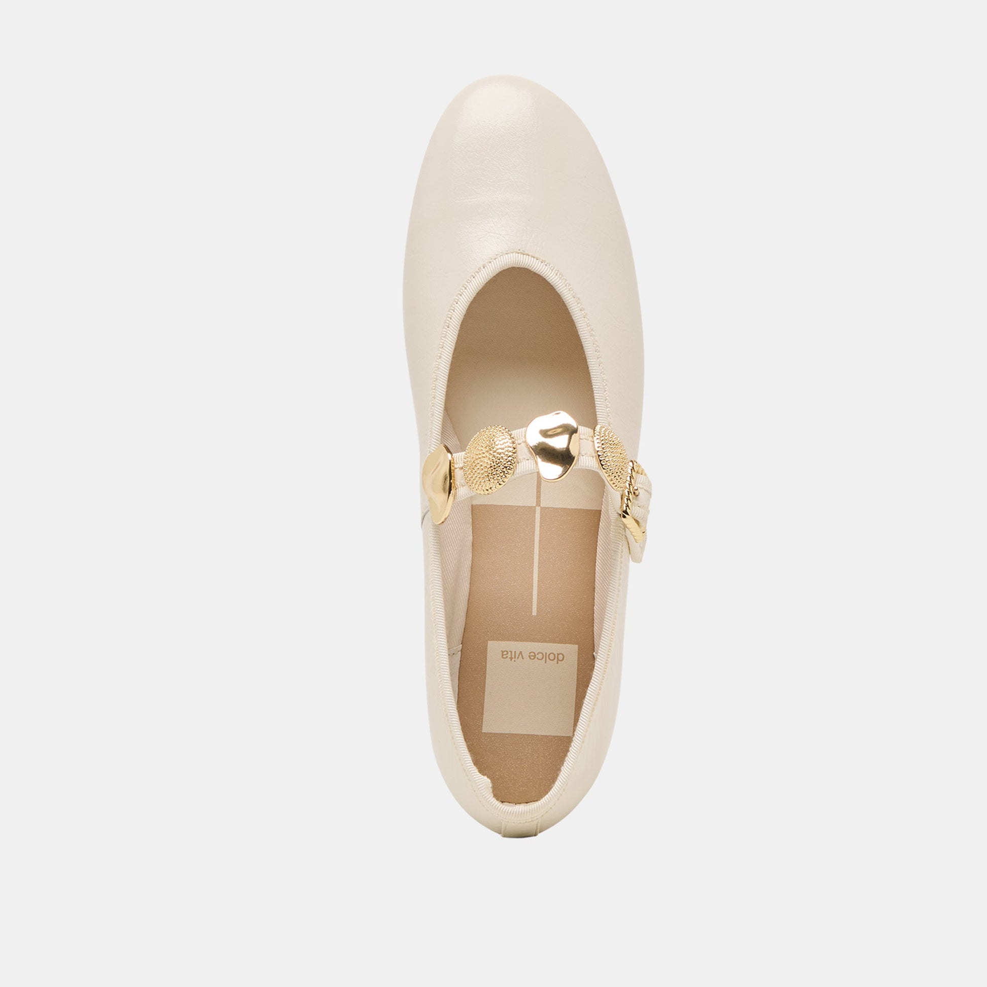 Relan Off White Leather Ballet Flats