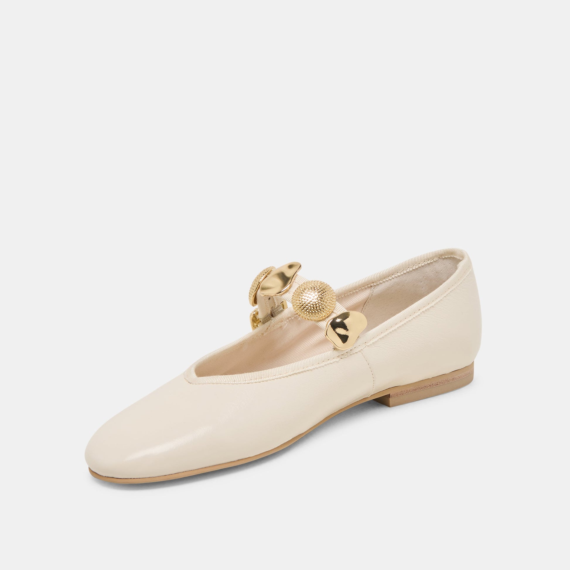 Relan Off White Leather Ballet Flats
