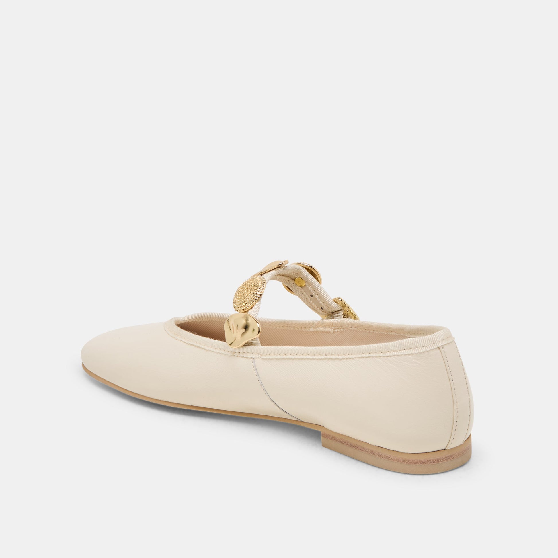 Relan Off White Leather Ballet Flats