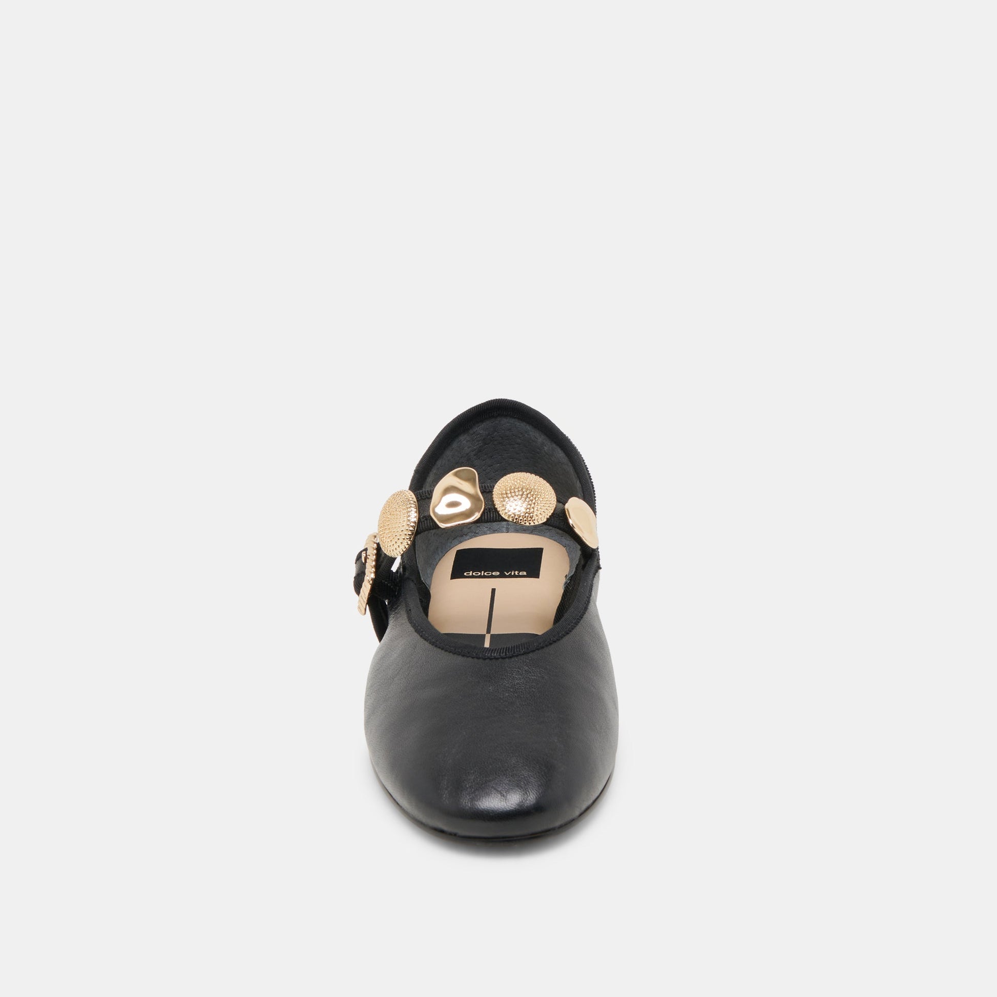 Relan Black Leather Ballet Flats