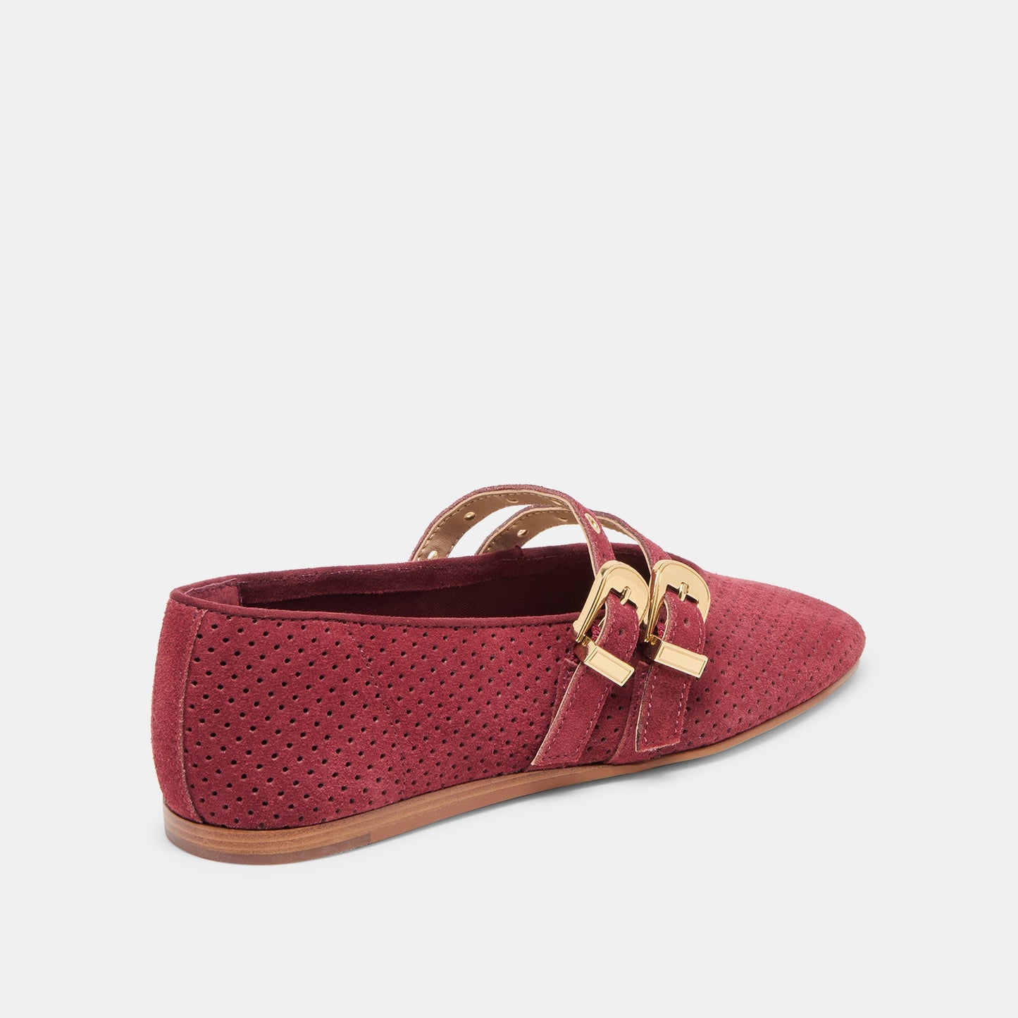 Baylee Grommet Oxblood Perforated Suede Ballet Flats