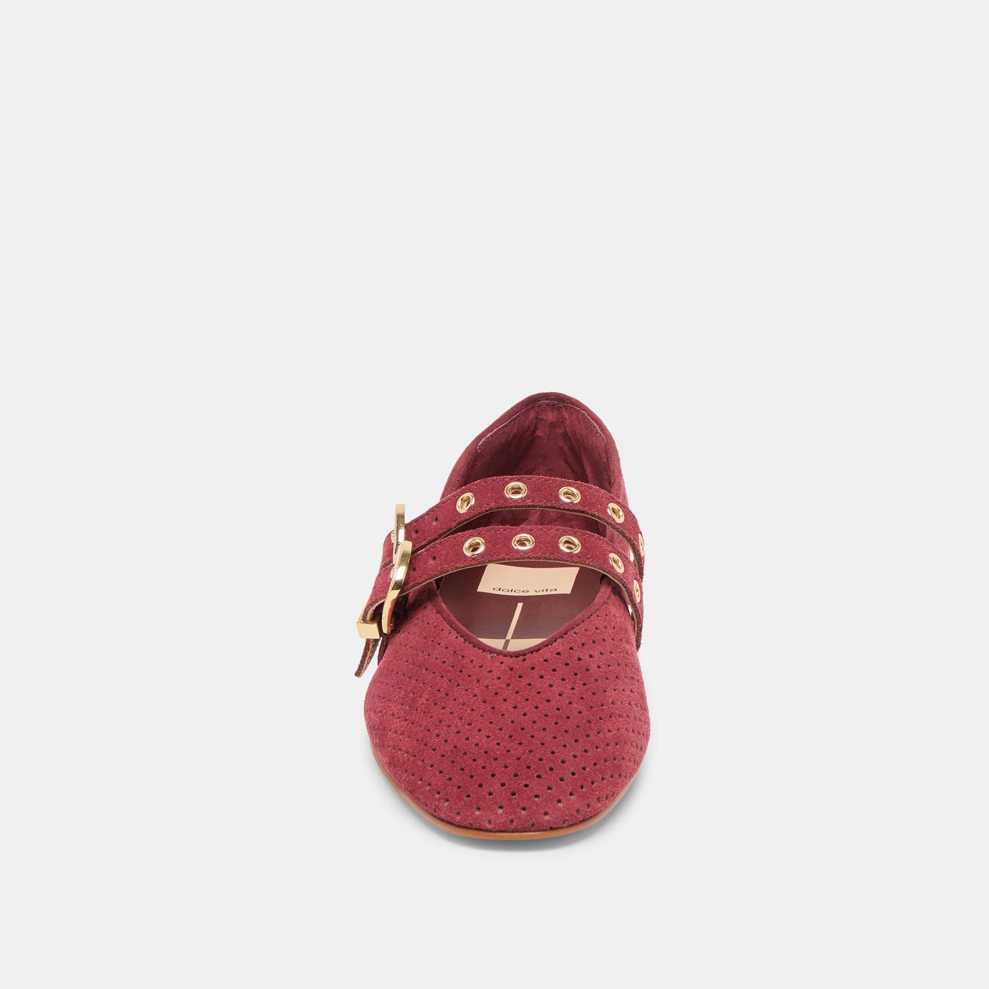 Baylee Grommet Oxblood Perforated Suede Ballet Flats