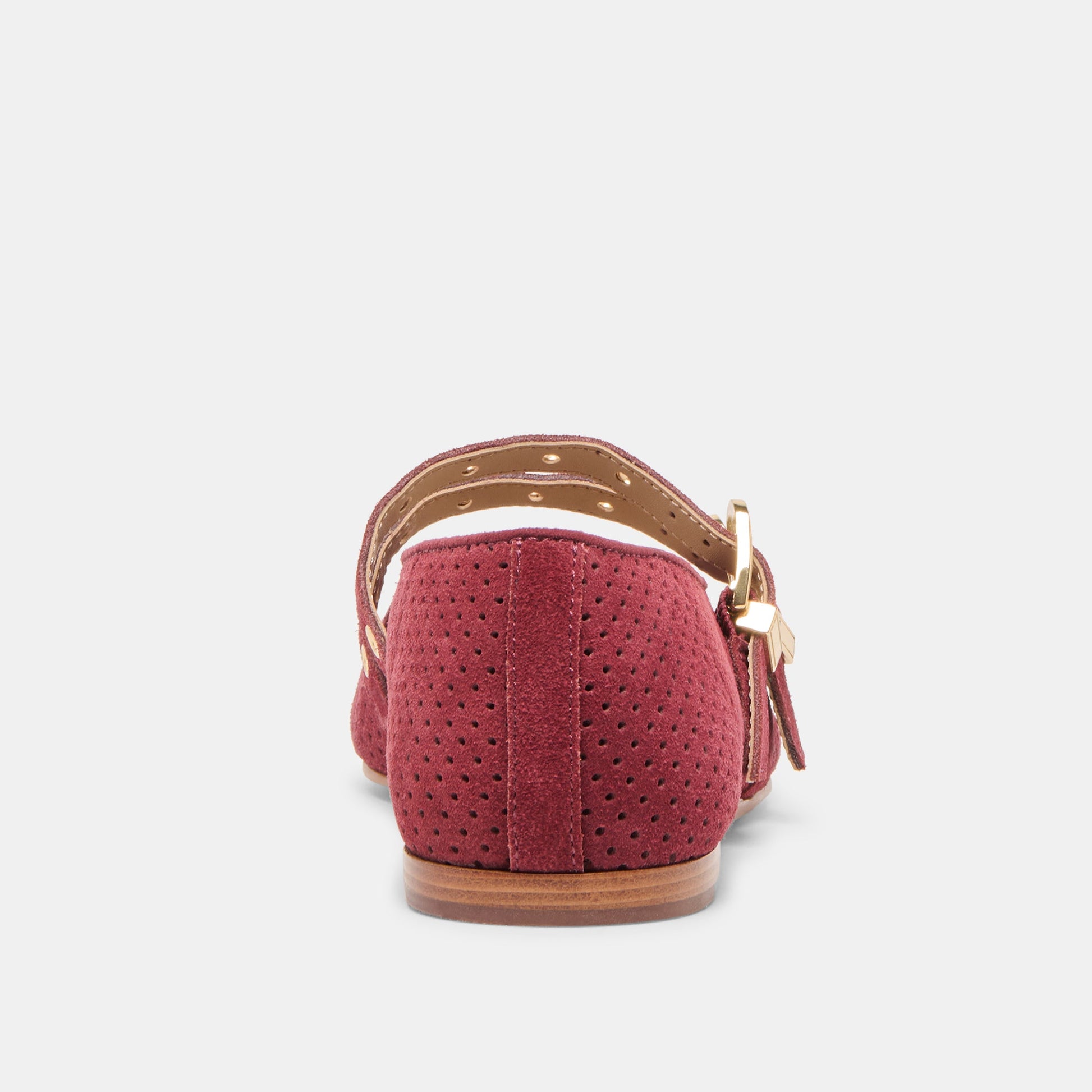 Baylee Grommet Oxblood Perforated Suede Ballet Flats