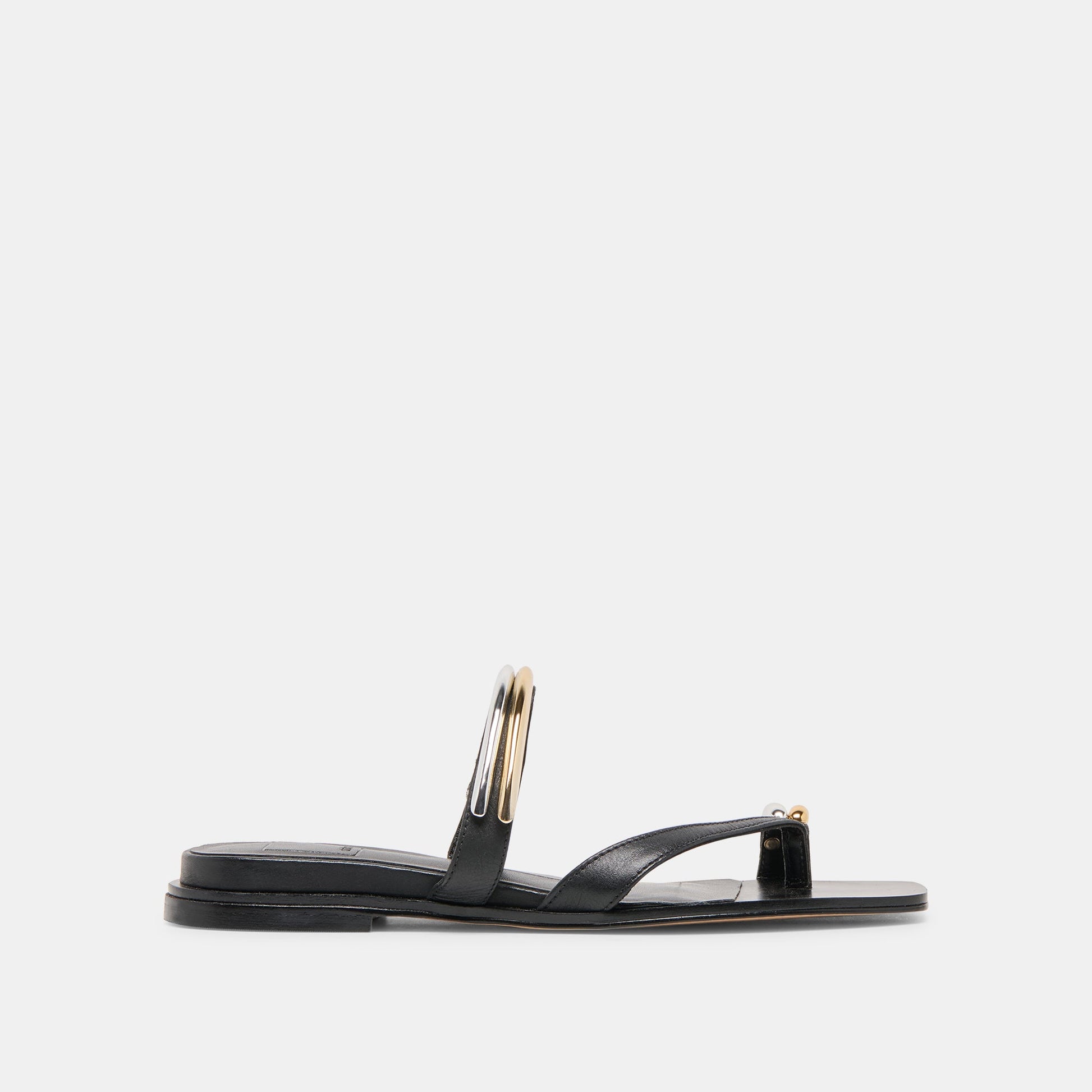 Tarina Black Leather Sandals