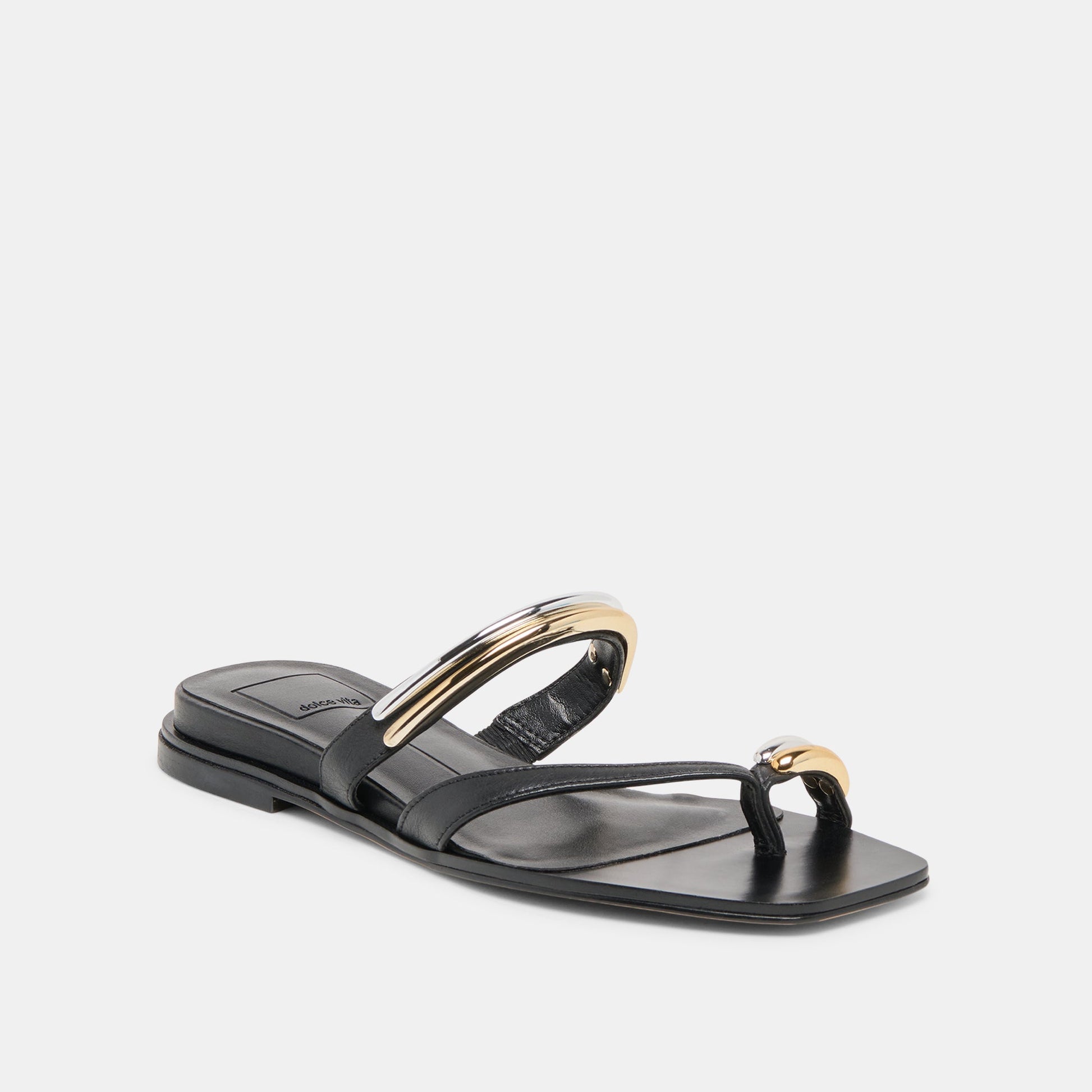 Tarina Black Leather Sandals