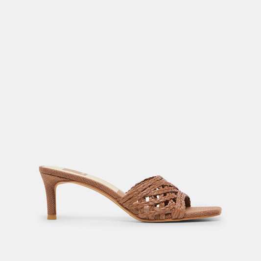 Bowen Cognac Raffia Heels