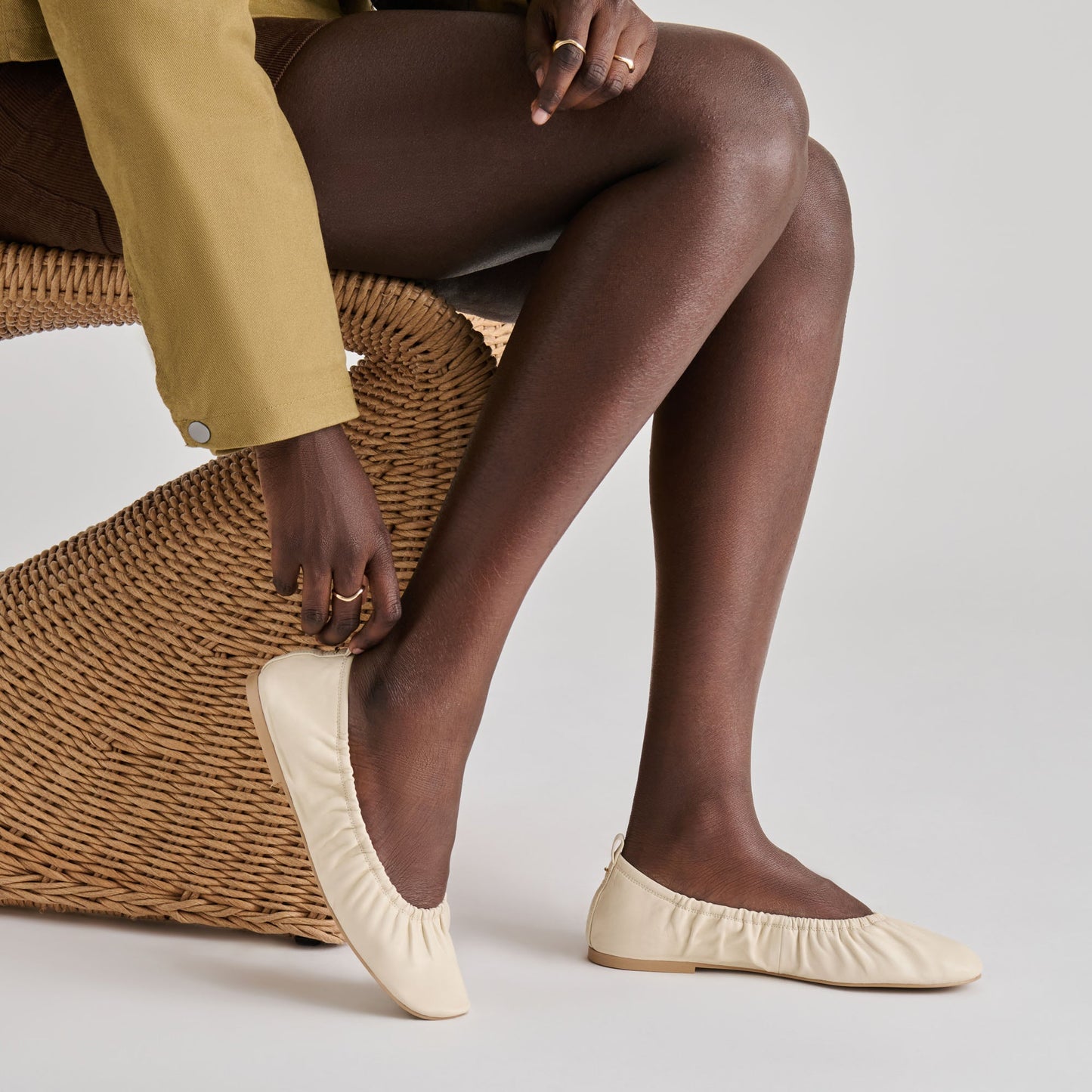 Conrad Bone Leather Ballet Flats