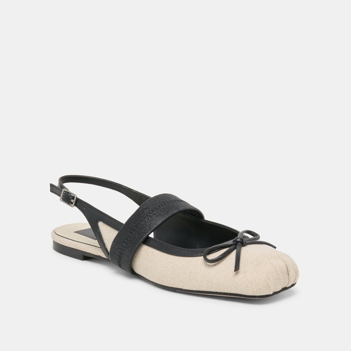 Grifan Natural Black Linen Flats