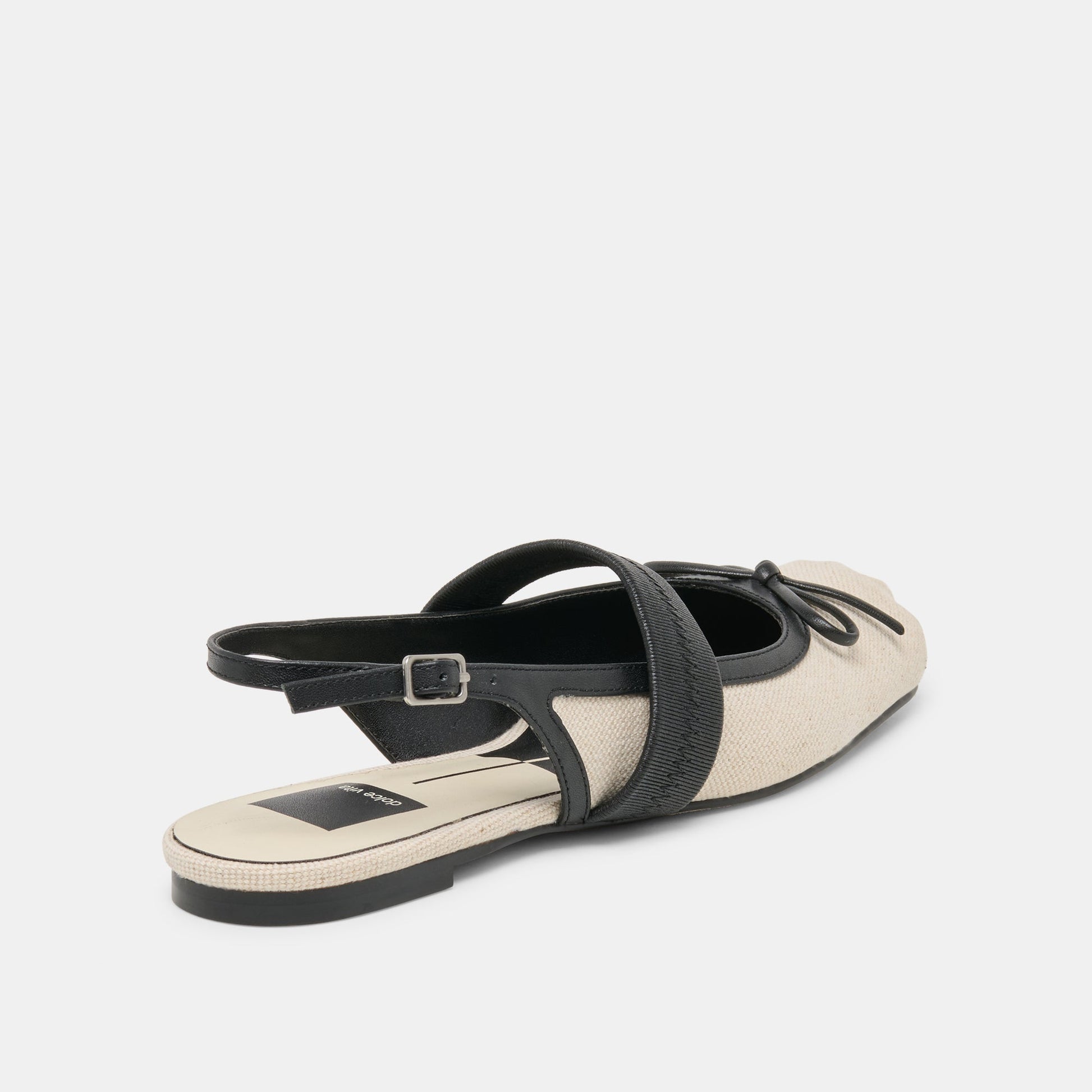 Grifan Natural Black Linen Flats
