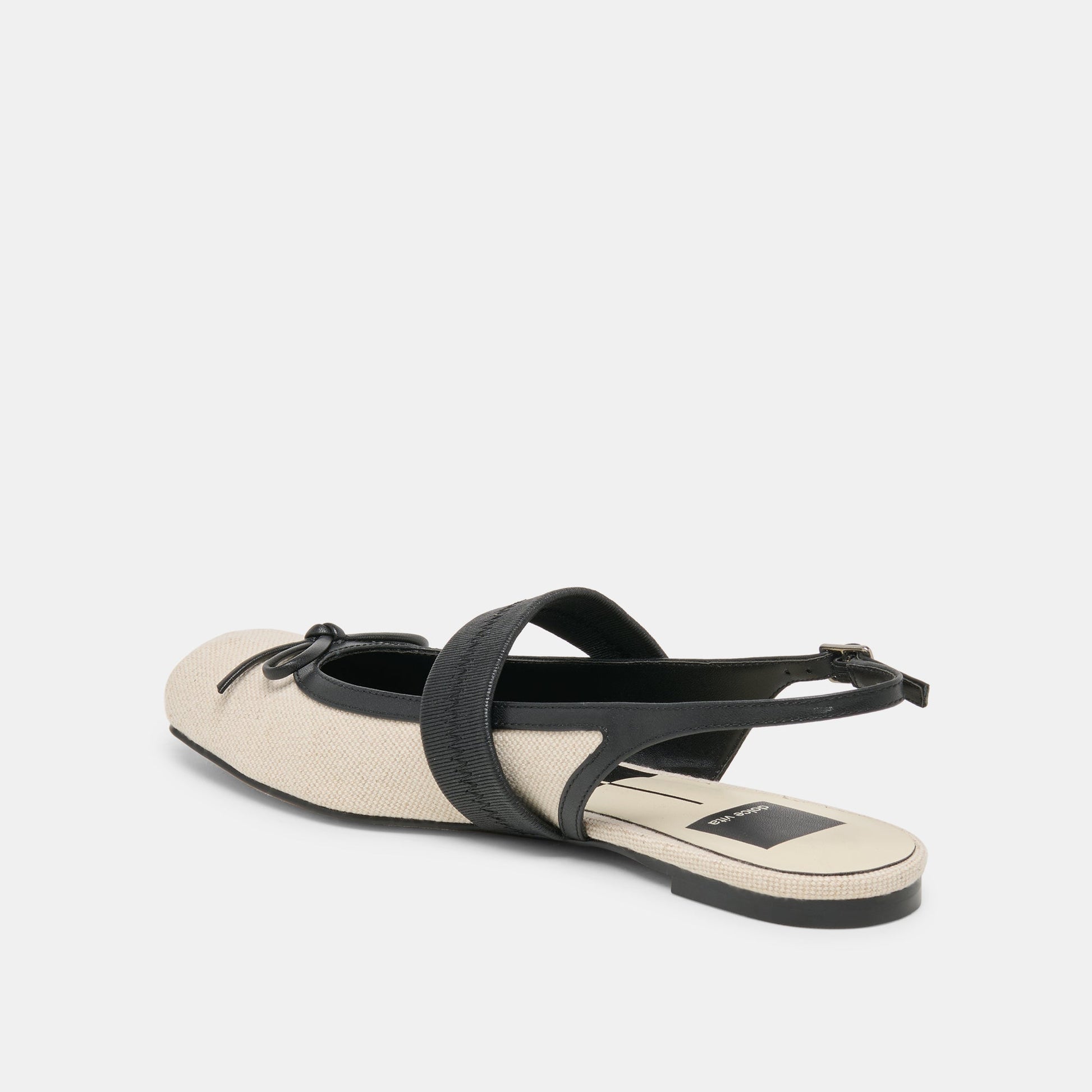 Grifan Natural Black Linen Flats