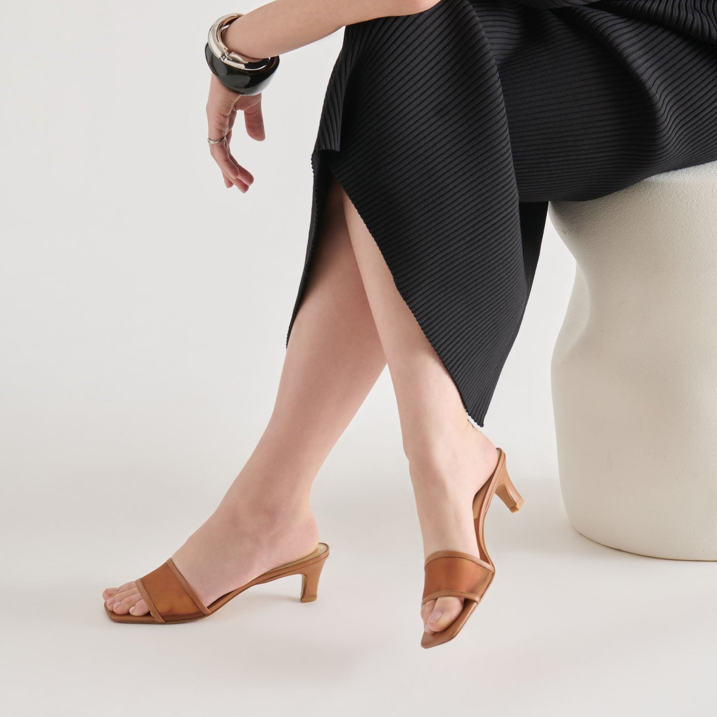 Rexa Mesh Caramel Mesh Heels