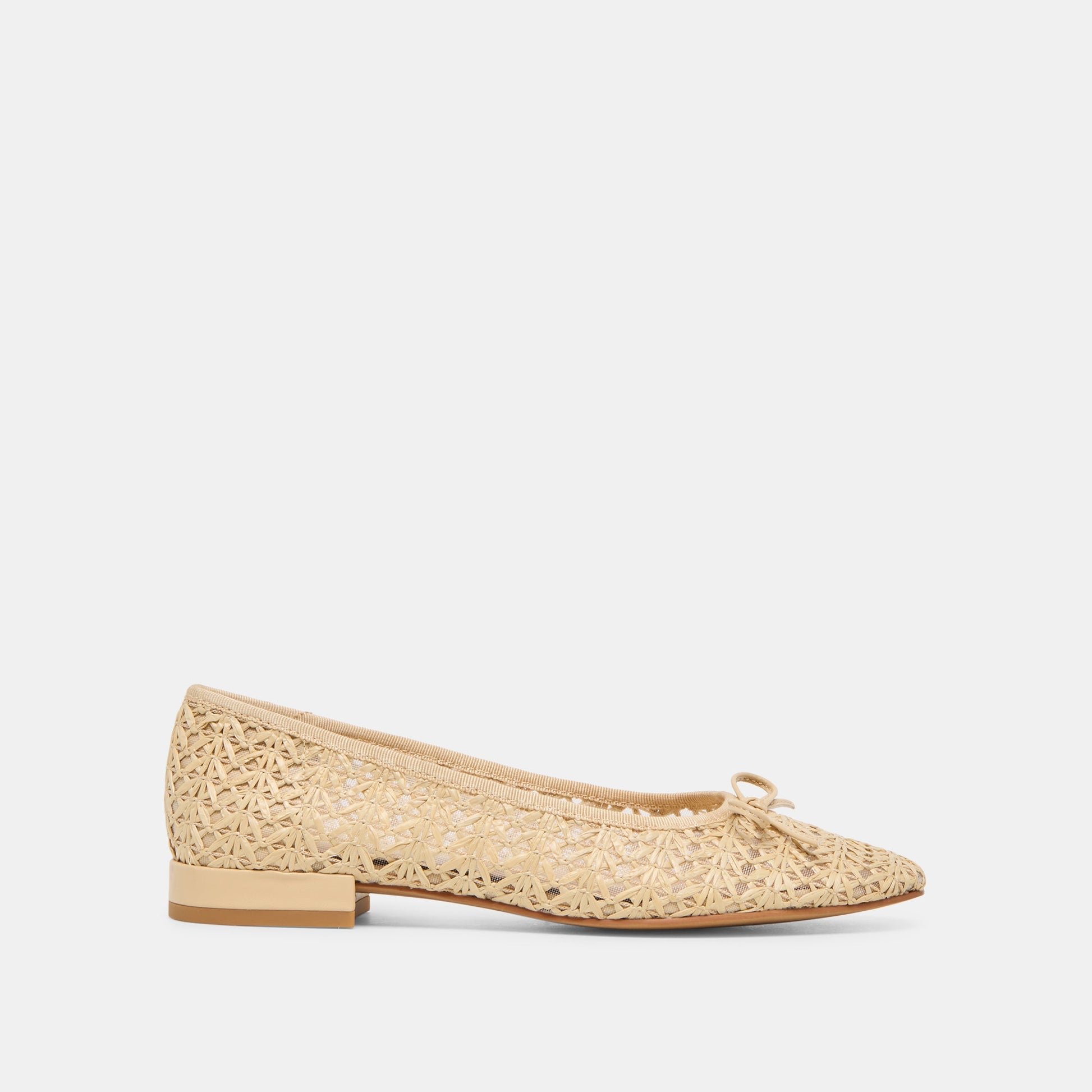 Ulicia Lt Natural Cross Hatch Raffia Ballet Flats