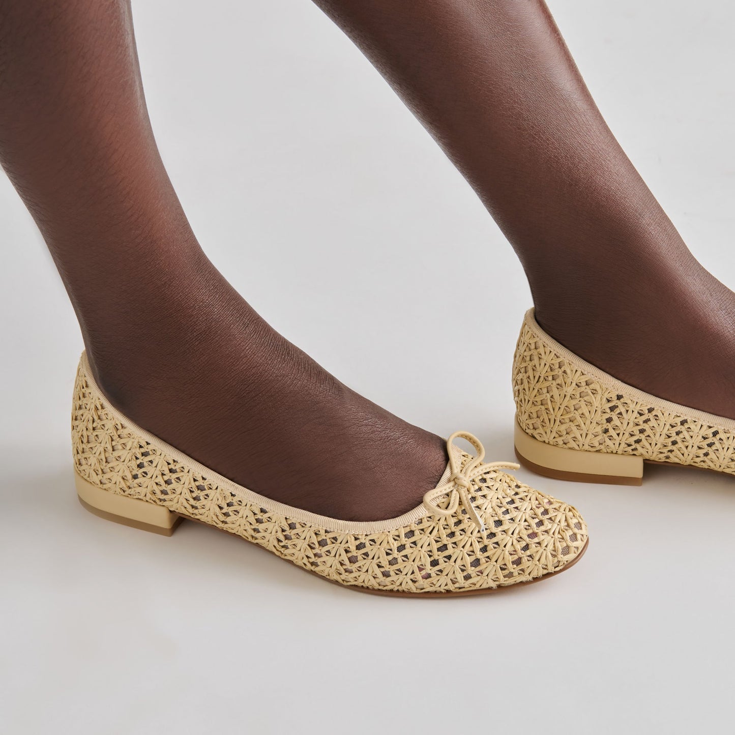 Ulicia Lt Natural Cross Hatch Raffia Ballet Flats