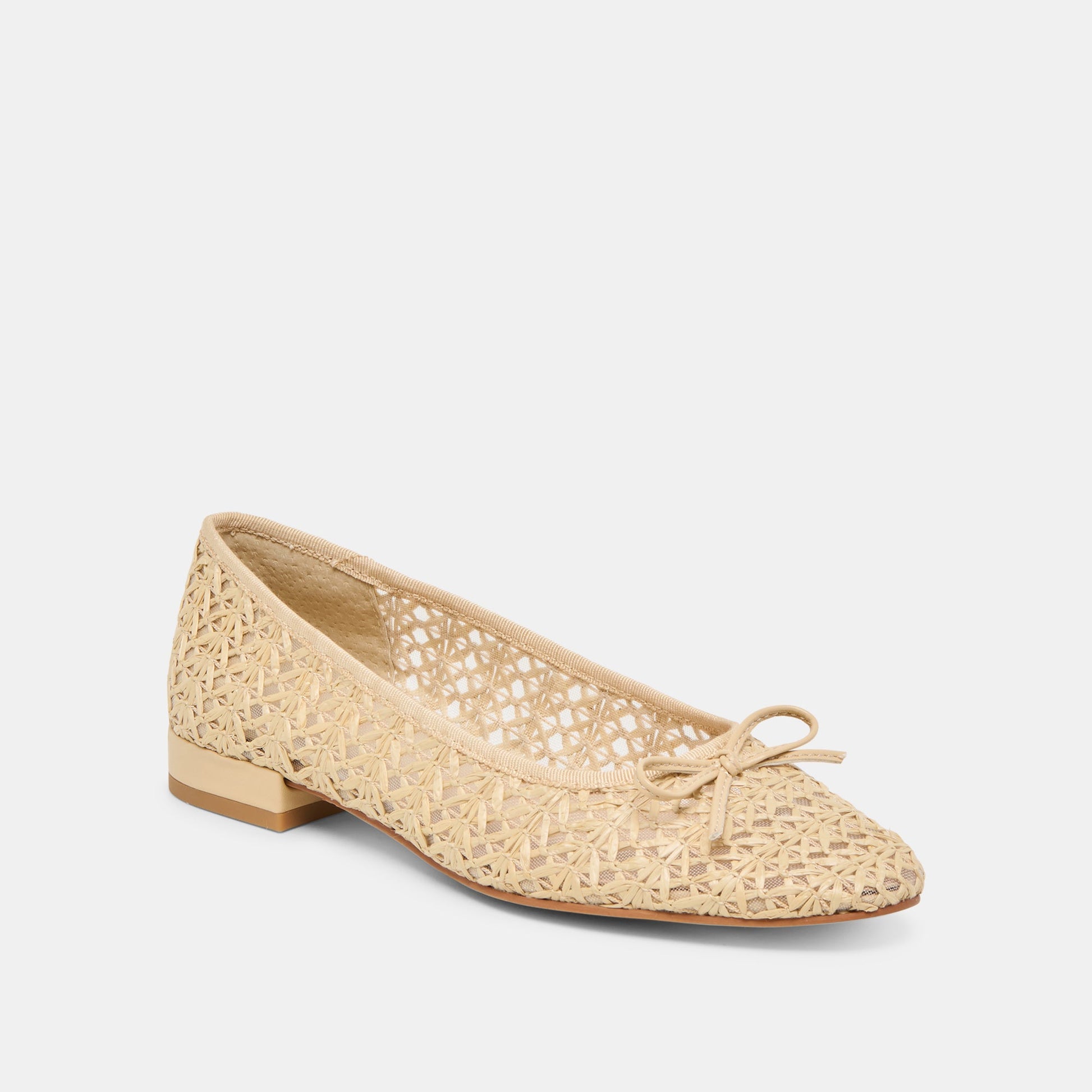 Ulicia Lt Natural Cross Hatch Raffia Ballet Flats