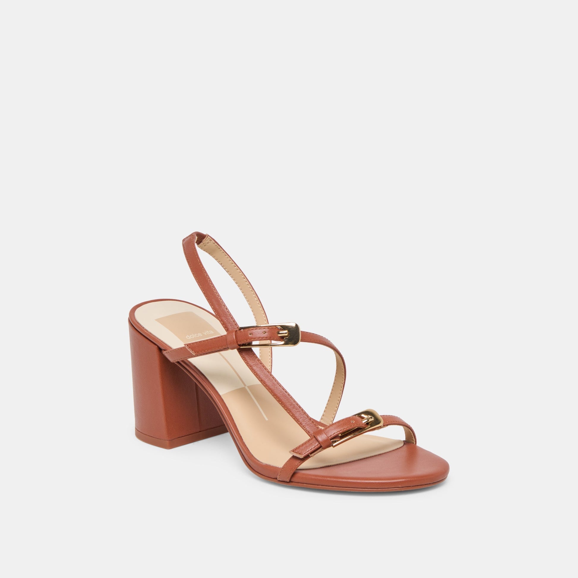 Faye Cognac Leather Heels