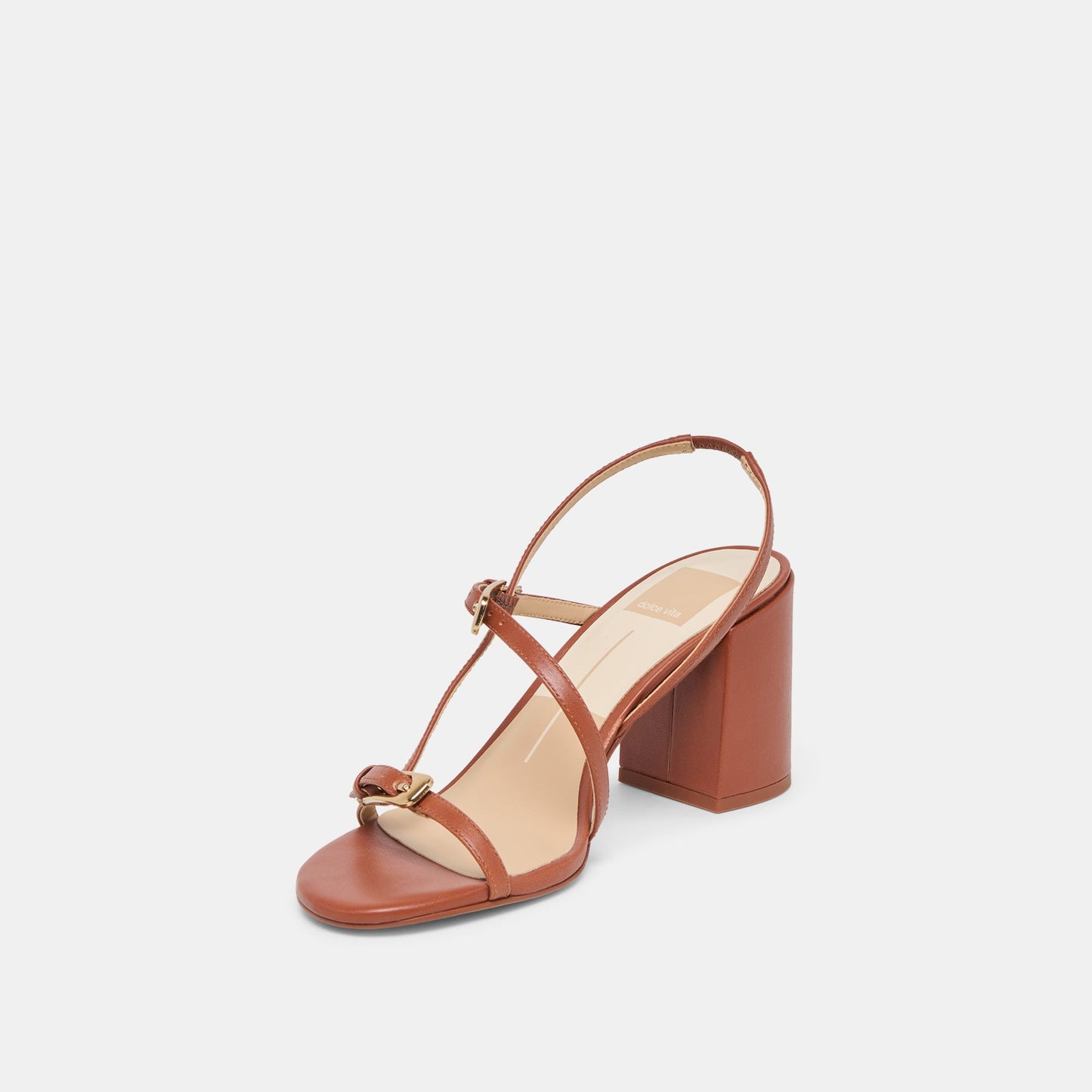 Faye Cognac Leather Heels