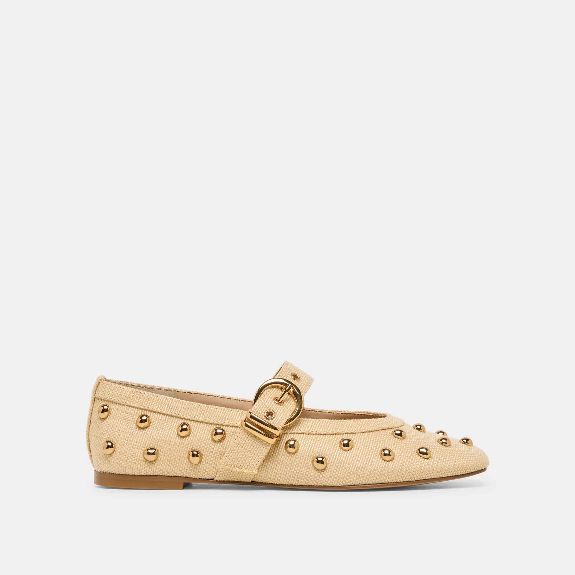 Mikel Stud Lt Natural Raffia Ballet Flats