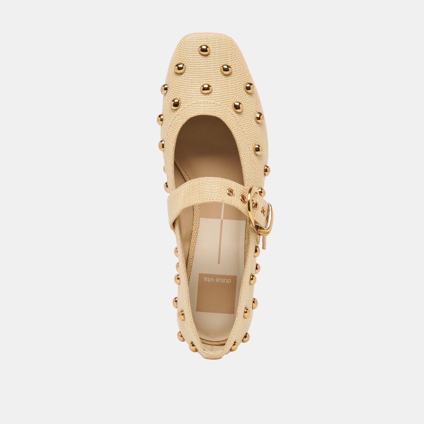 Mikel Stud Lt Natural Raffia Ballet Flats