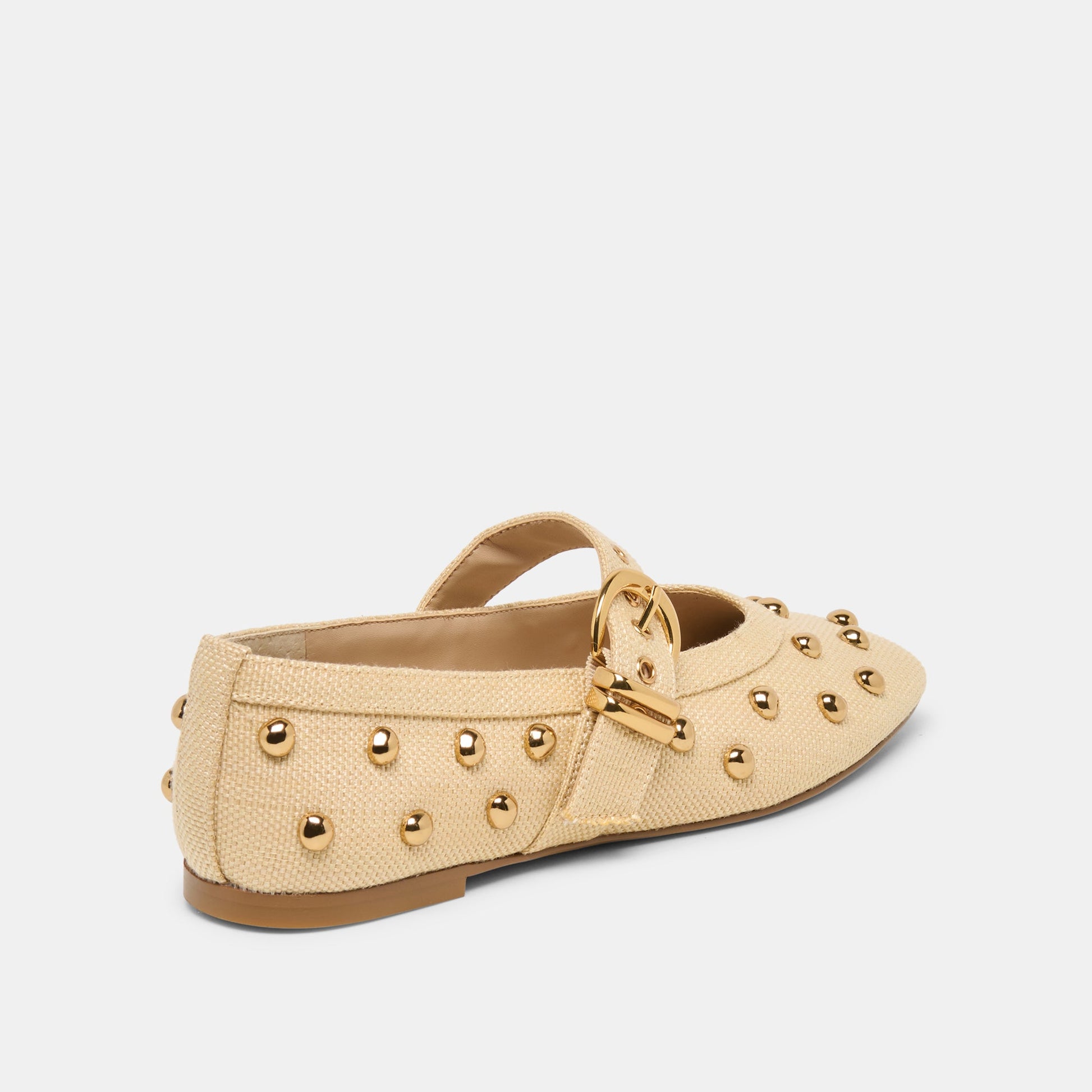 Mikel Stud Lt Natural Raffia Ballet Flats