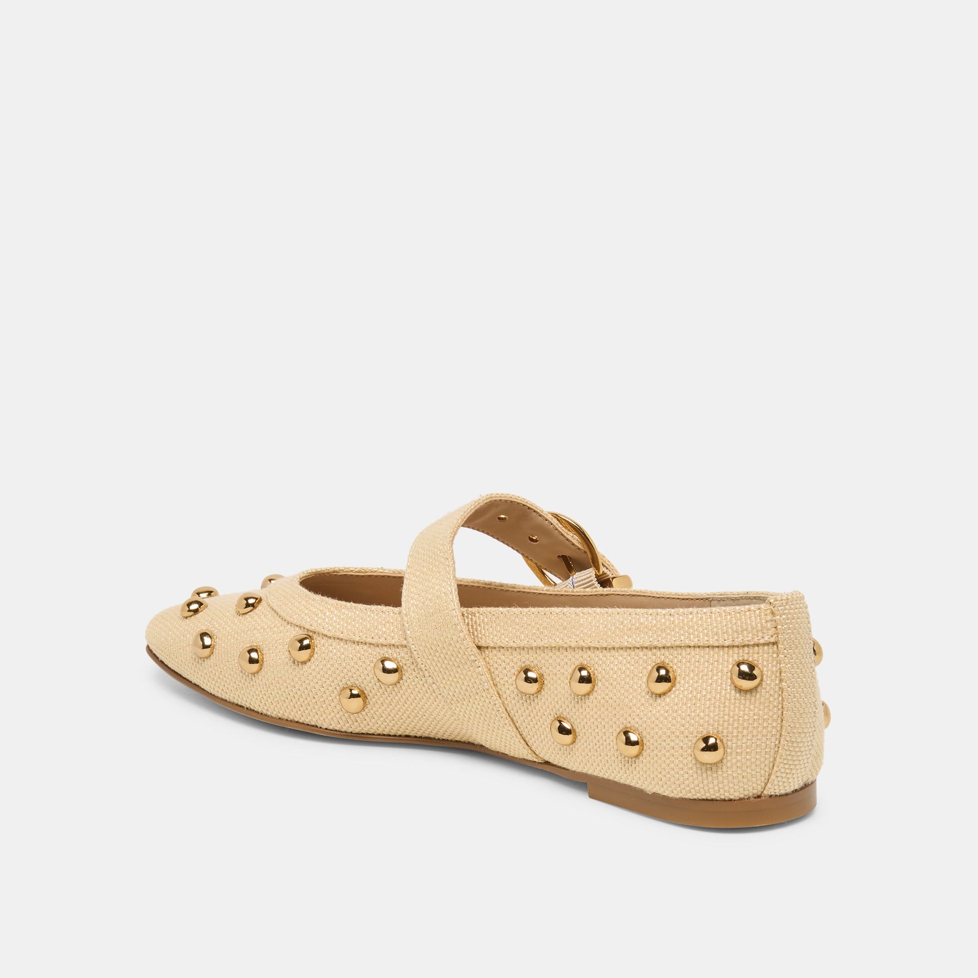 Mikel Stud Lt Natural Raffia Ballet Flats
