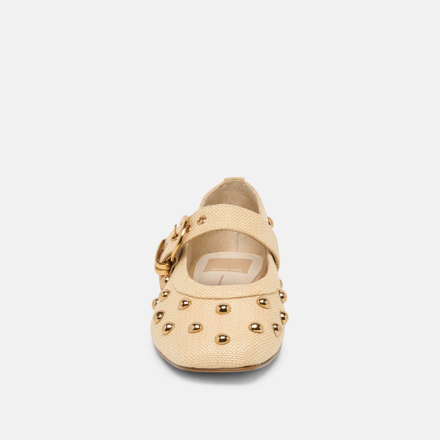 Mikel Stud Lt Natural Raffia Ballet Flats