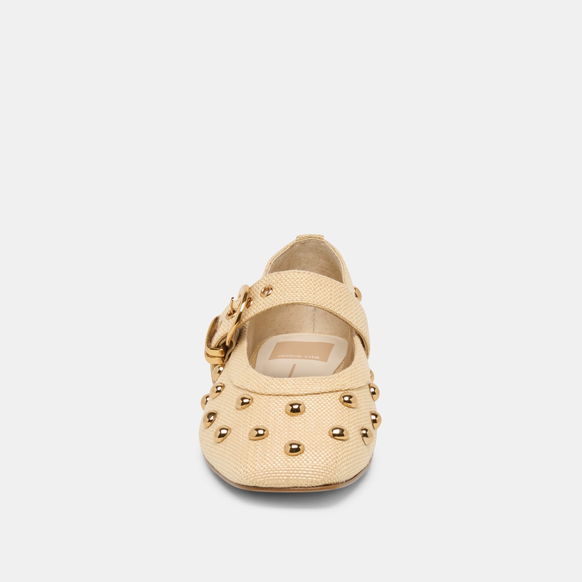 Mikel Stud Lt Natural Raffia Ballet Flats