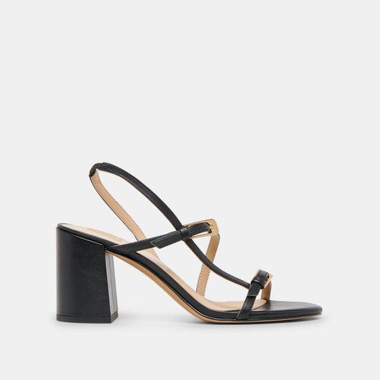 Faye Black Leather Heels