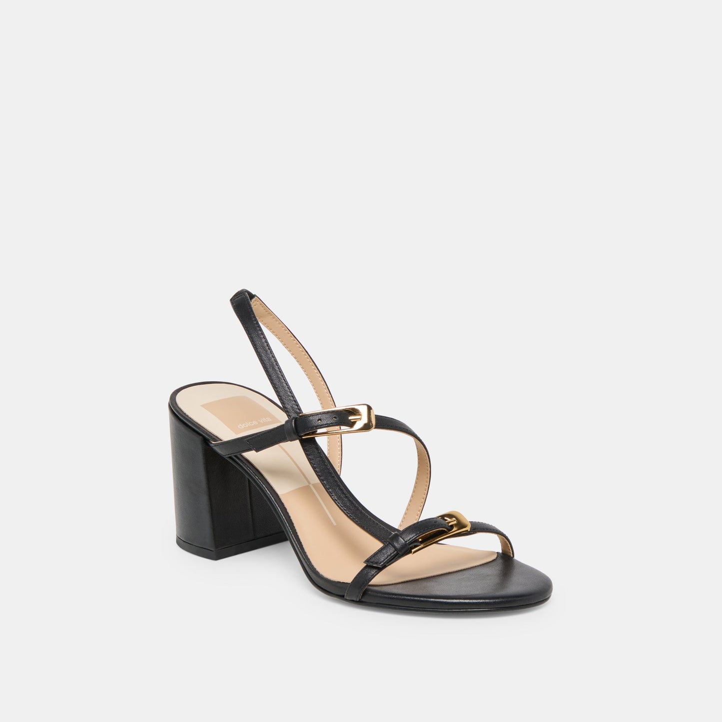Faye Black Leather Heels