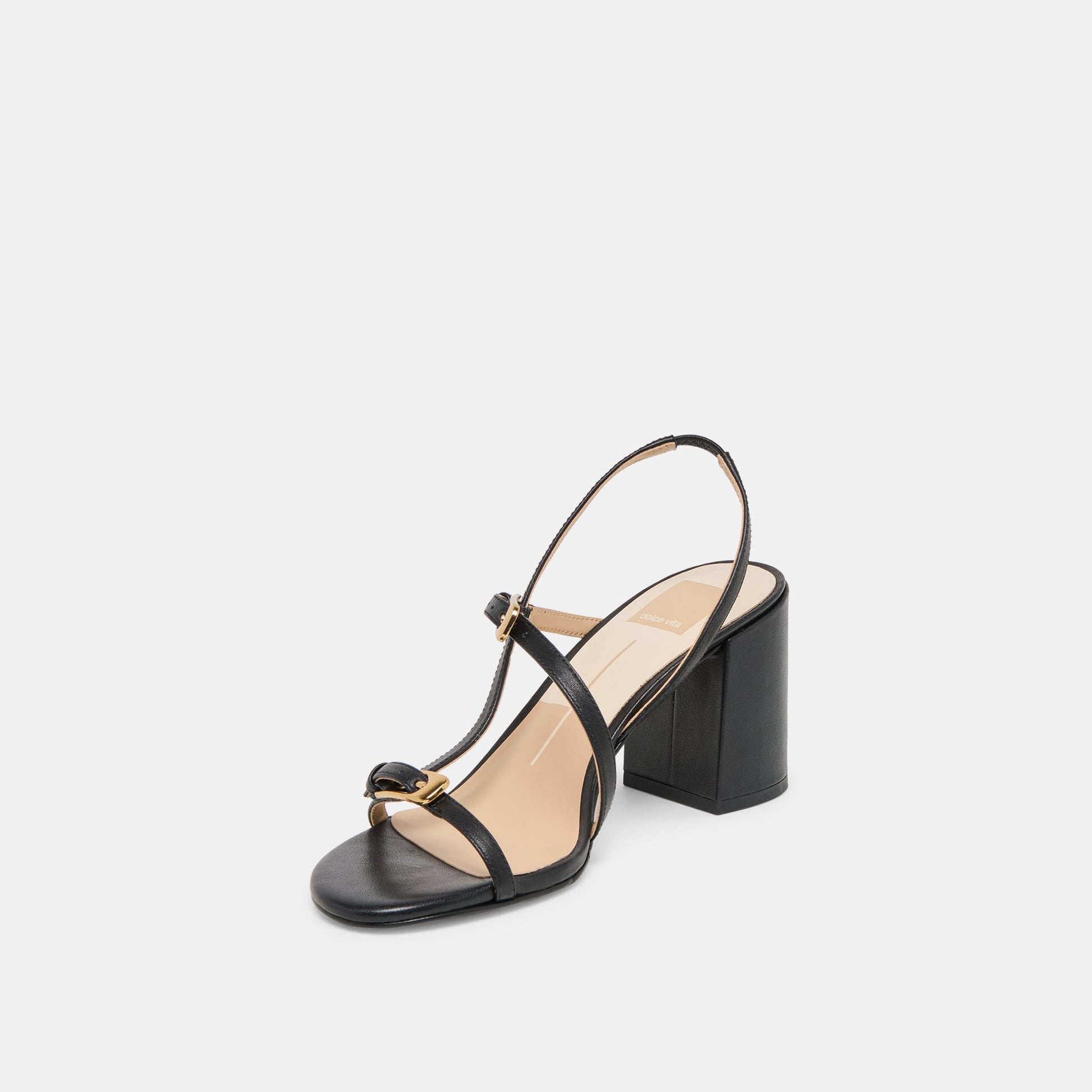 Faye Black Leather Heels