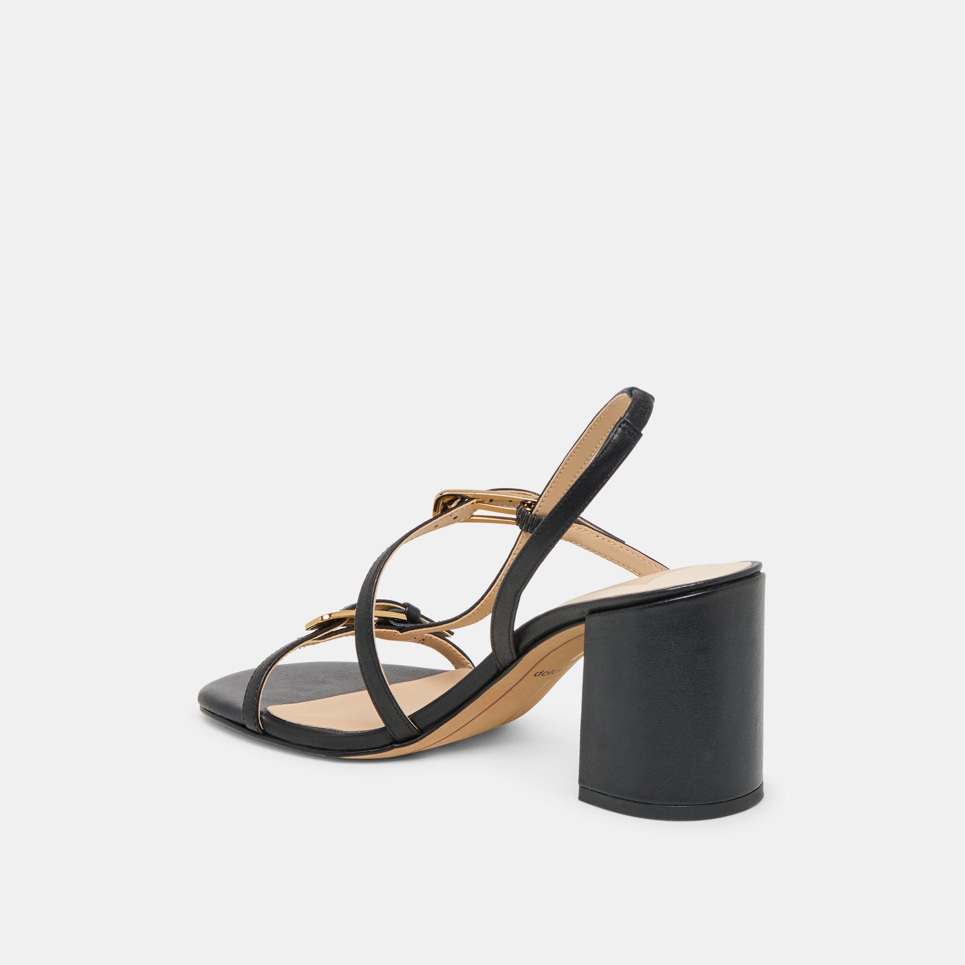 Faye Black Leather Heels