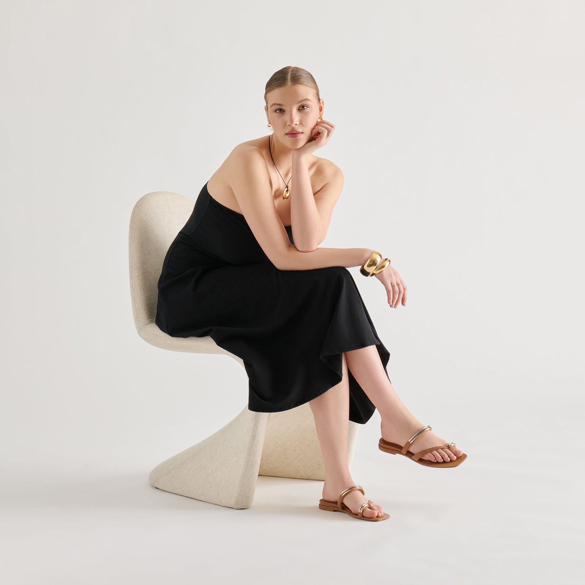 Tarina Caramel Leather Sandals