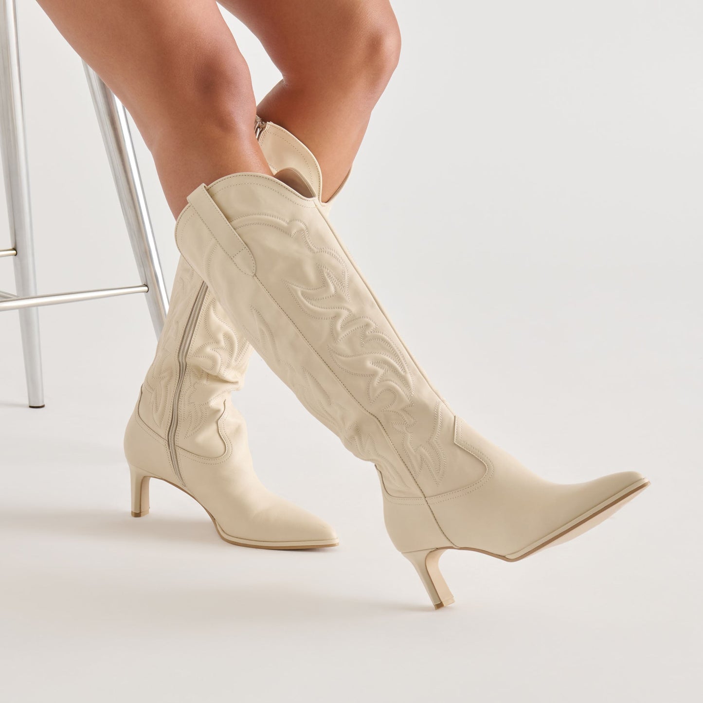 Alisa Creme Leather Boots