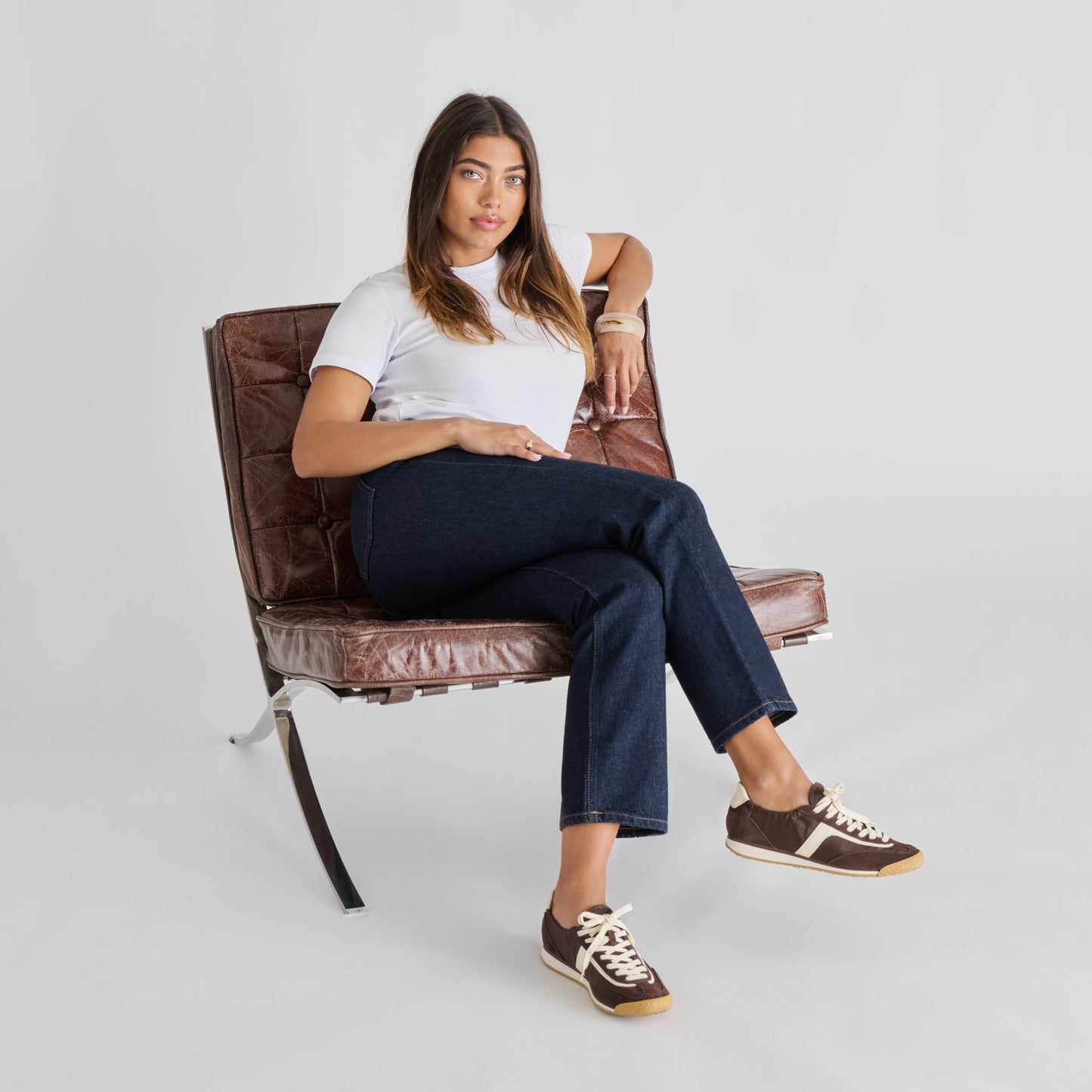 Sariya Dk Brown Nylon Sneakers