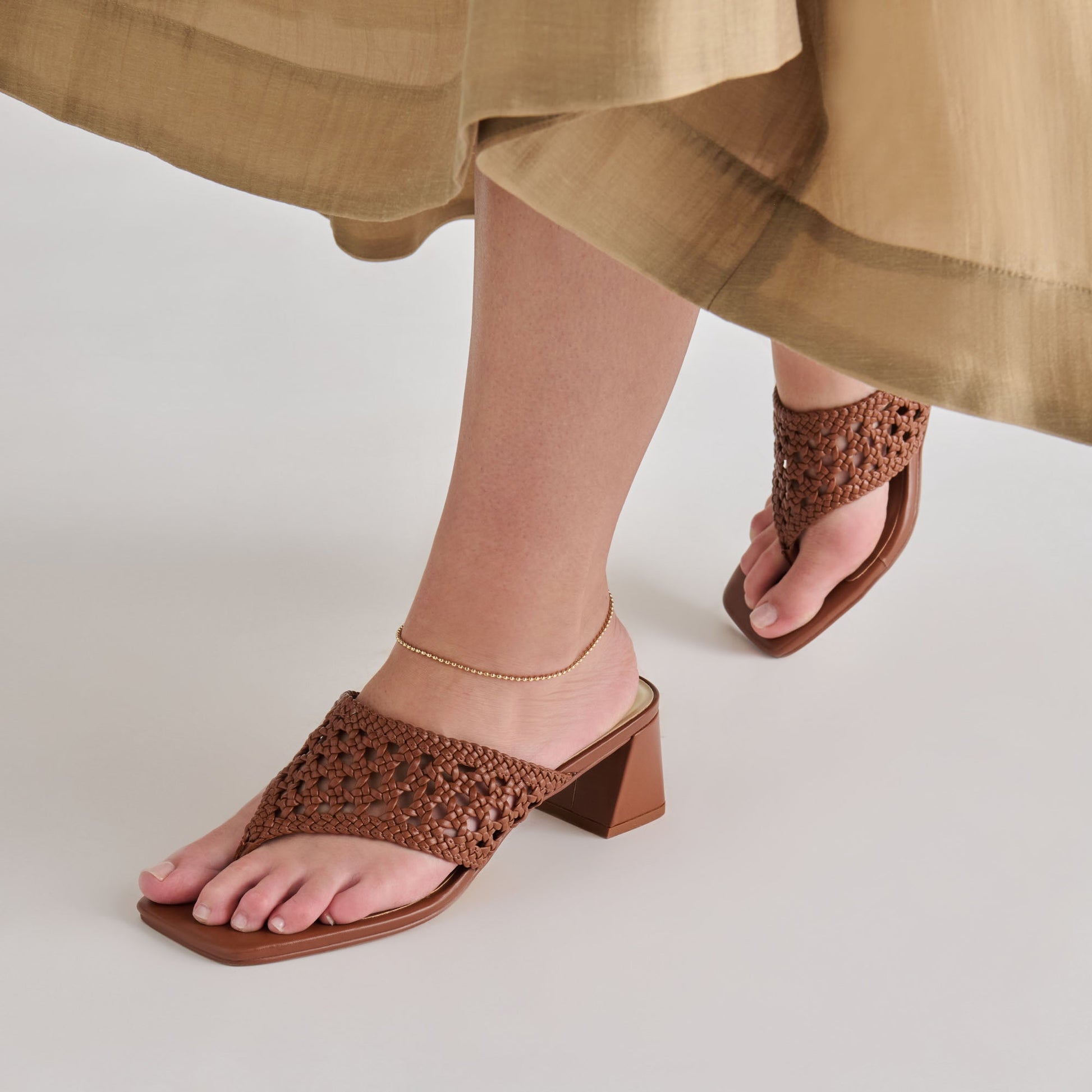 Barlo Cognac Woven Stella Heels