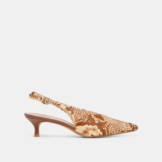 Alenna Brown Snake Calf Hair Heels
