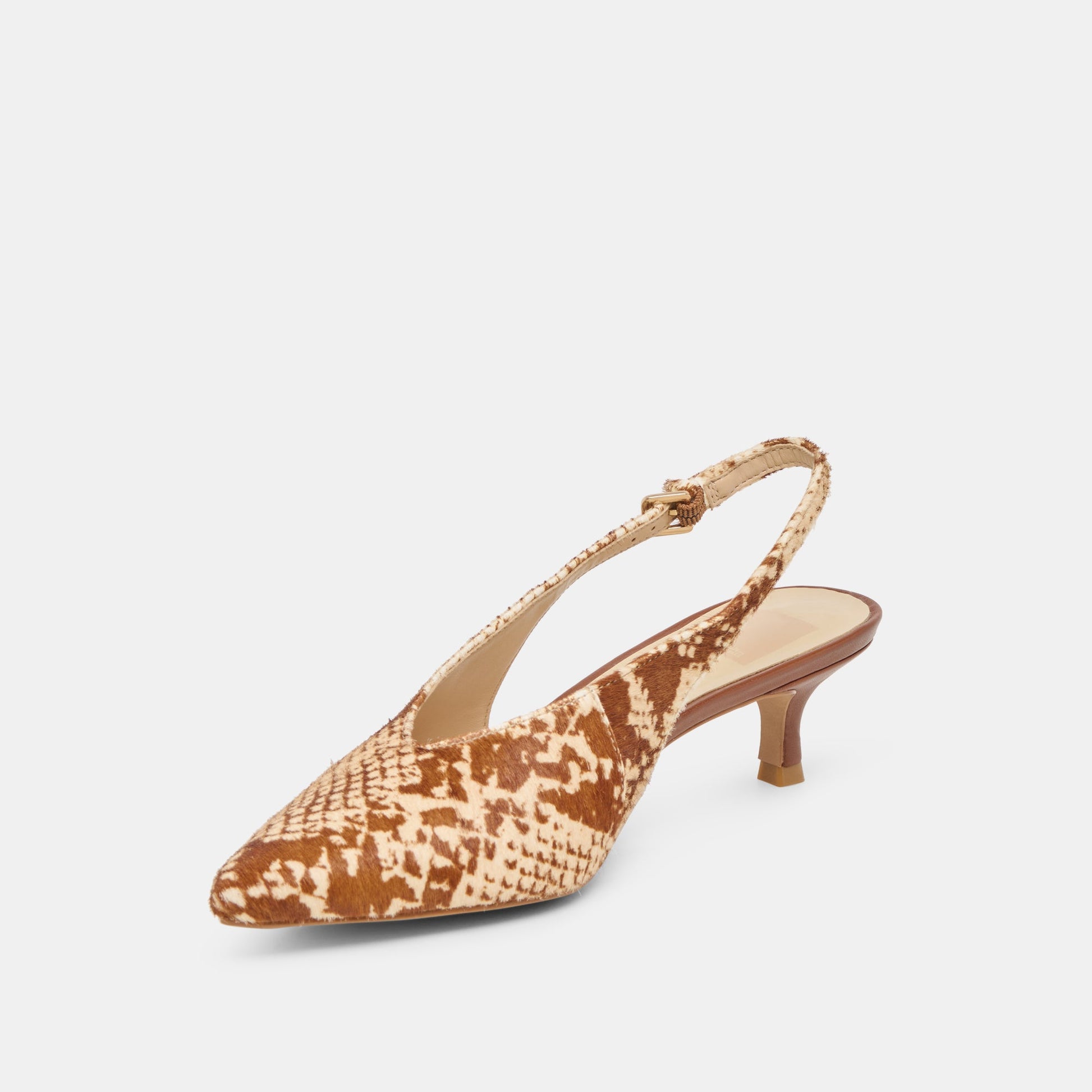 Alenna Brown Snake Calf Hair Heels
